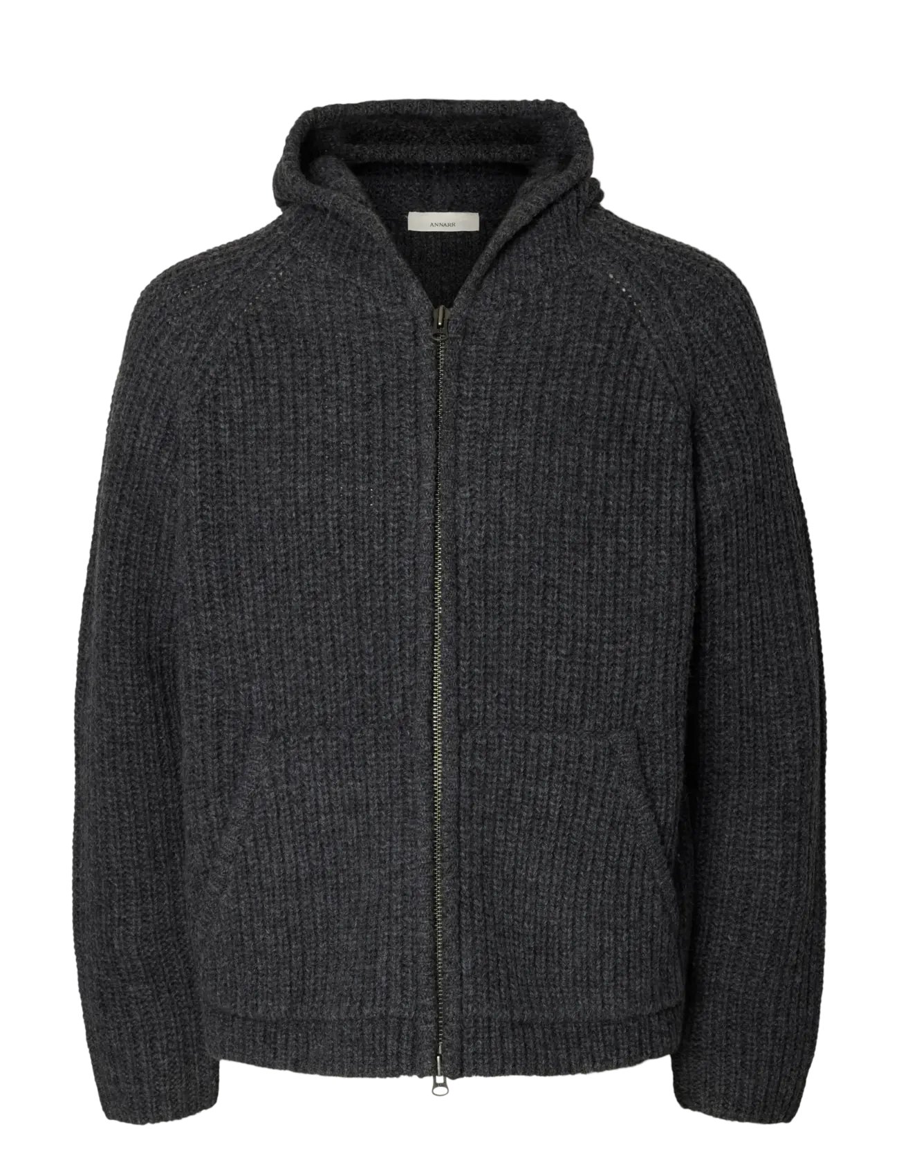 Annarr - ANRFRED LS KNIT WOOL HOODIE - charcoal gray - 1