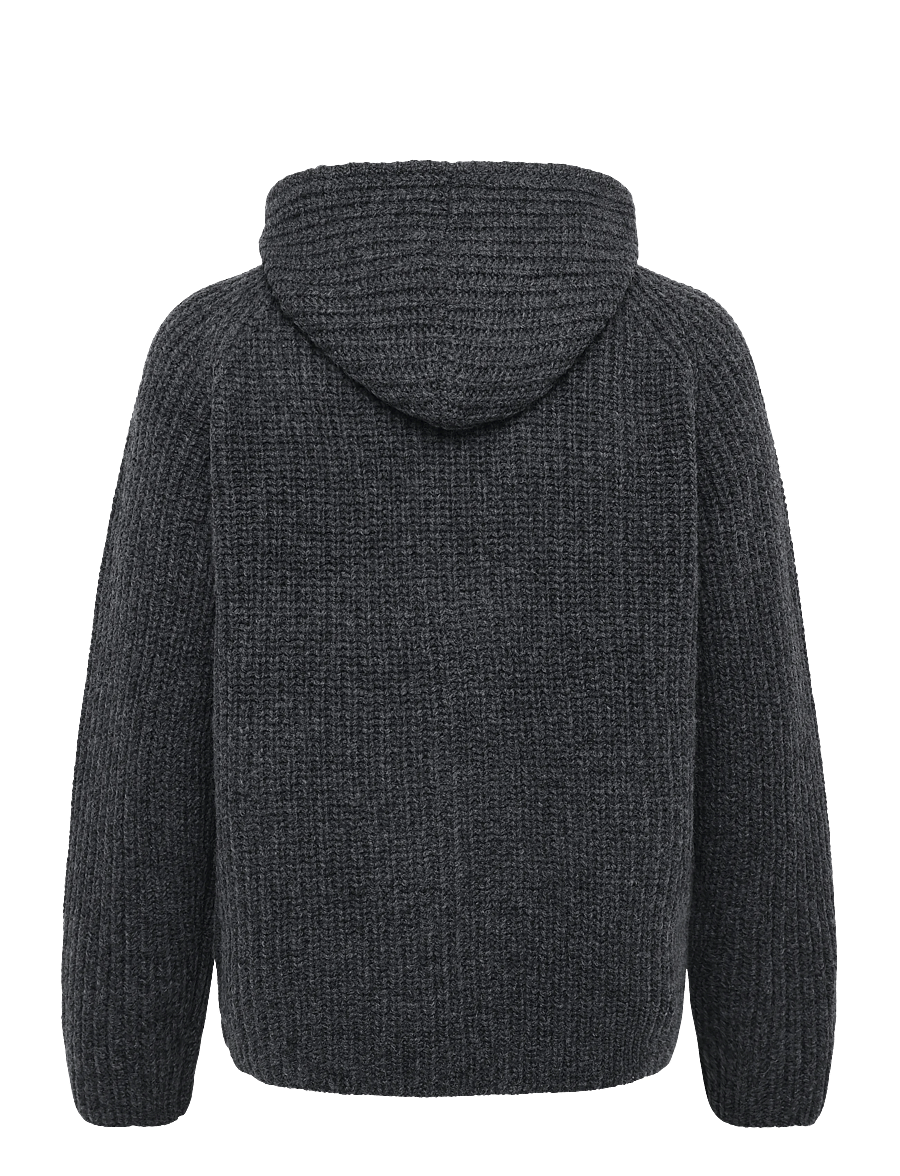 Annarr - ANRFRED LS KNIT WOOL HOODIE - kardiganid - charcoal gray - 2