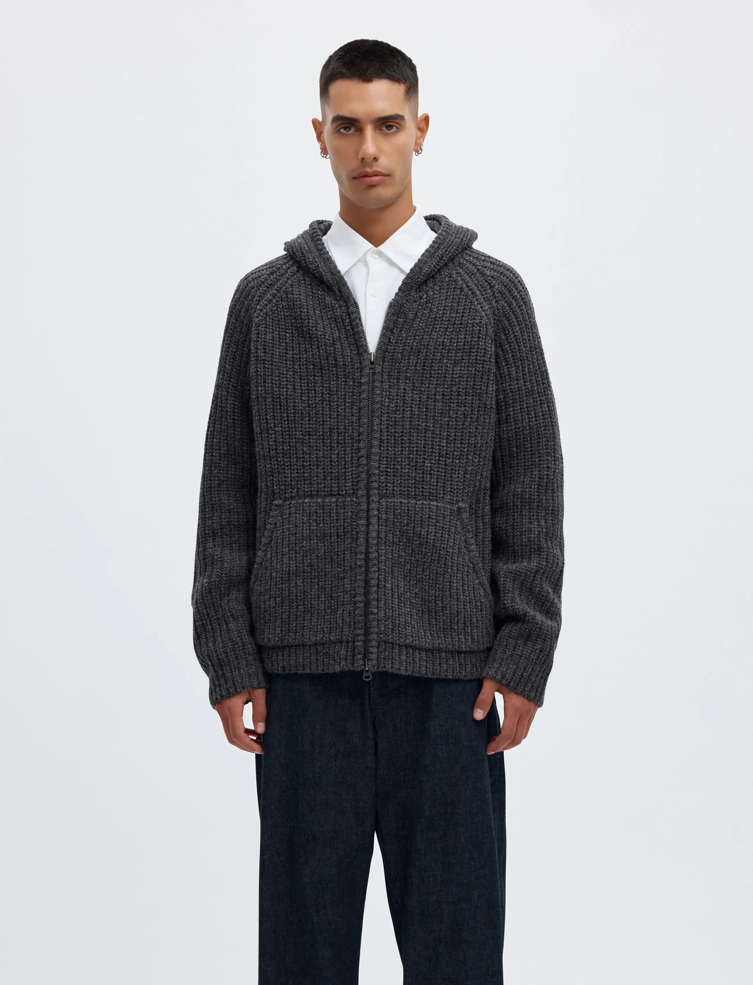 Annarr ANRFRED LS KNIT WOOL HOODIE - Vinterjakker - CHARCOAL GRAY / grey