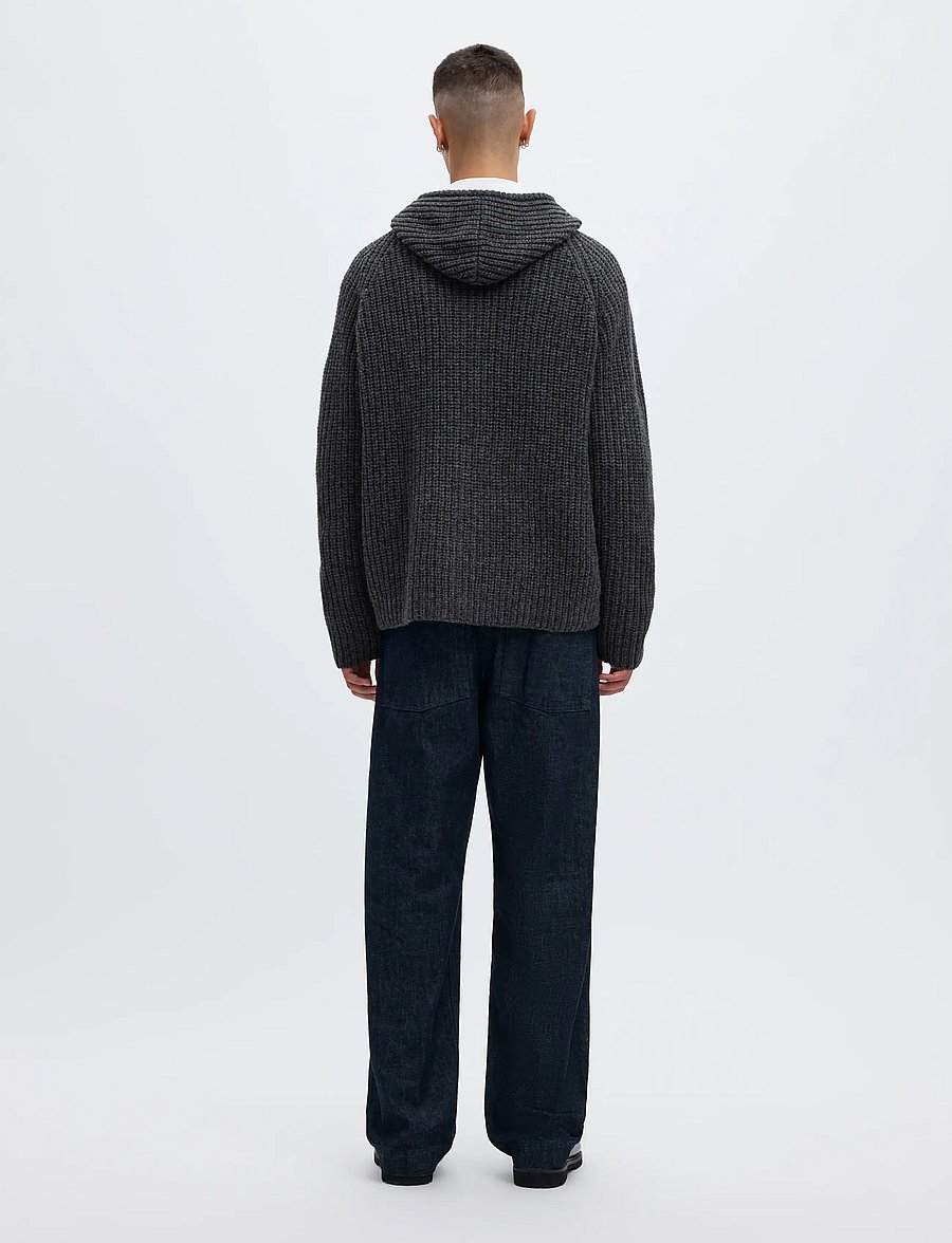 Annarr - ANRFRED LS KNIT WOOL HOODIE - koftor - charcoal gray - 2