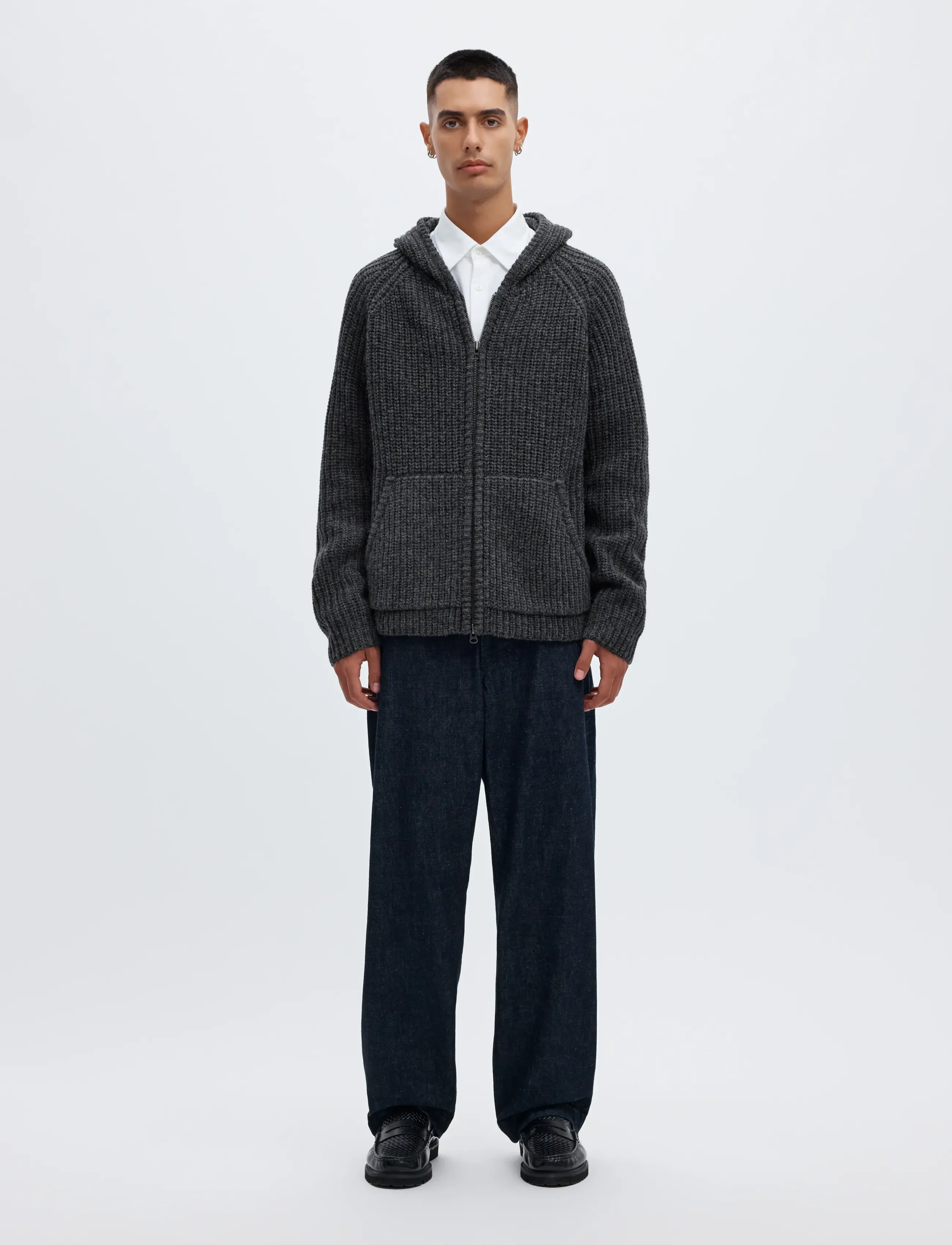 Annarr - ANRFRED LS KNIT WOOL HOODIE - charcoal gray - 3