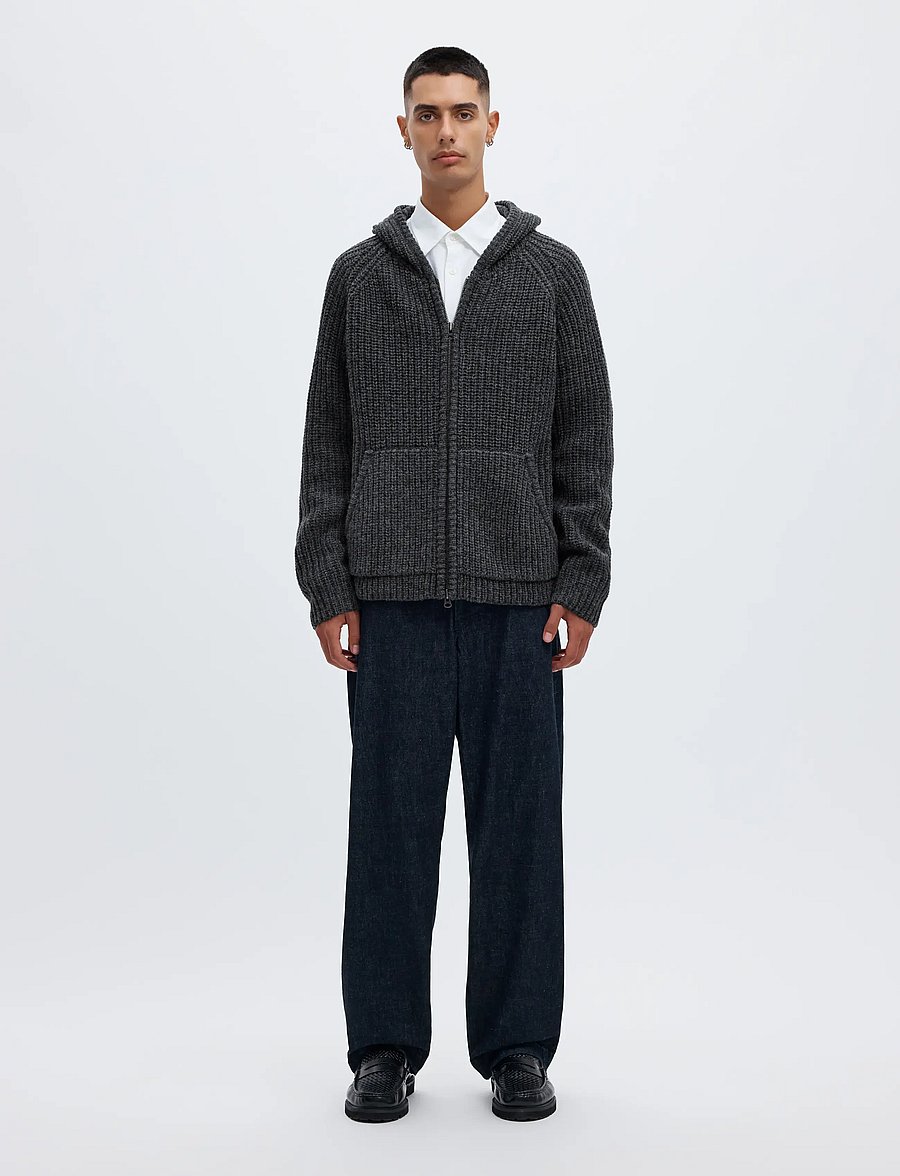 Annarr - ANRFRED LS KNIT WOOL HOODIE - koftor - charcoal gray - 3