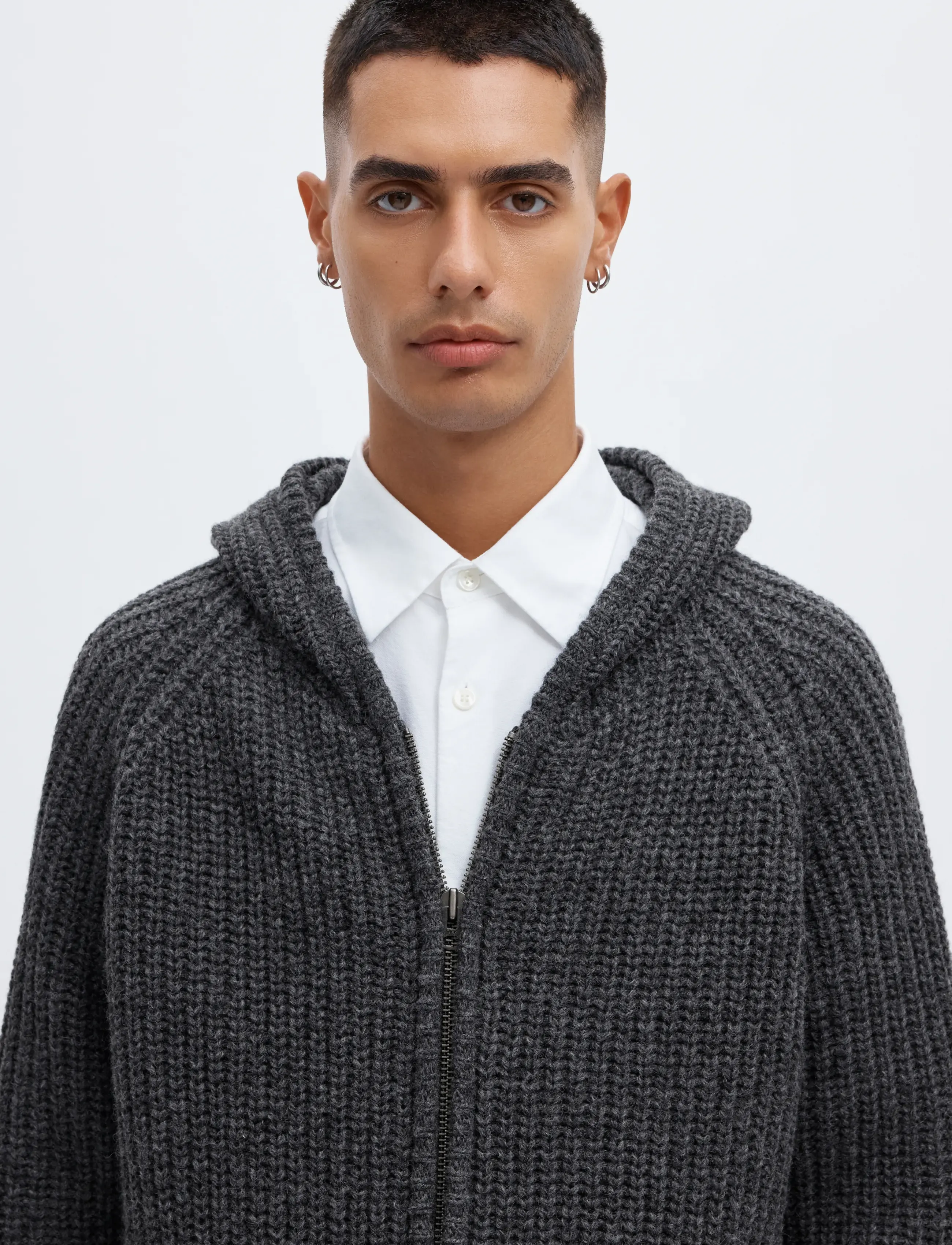 Annarr - ANRFRED LS KNIT WOOL HOODIE - charcoal gray - 4