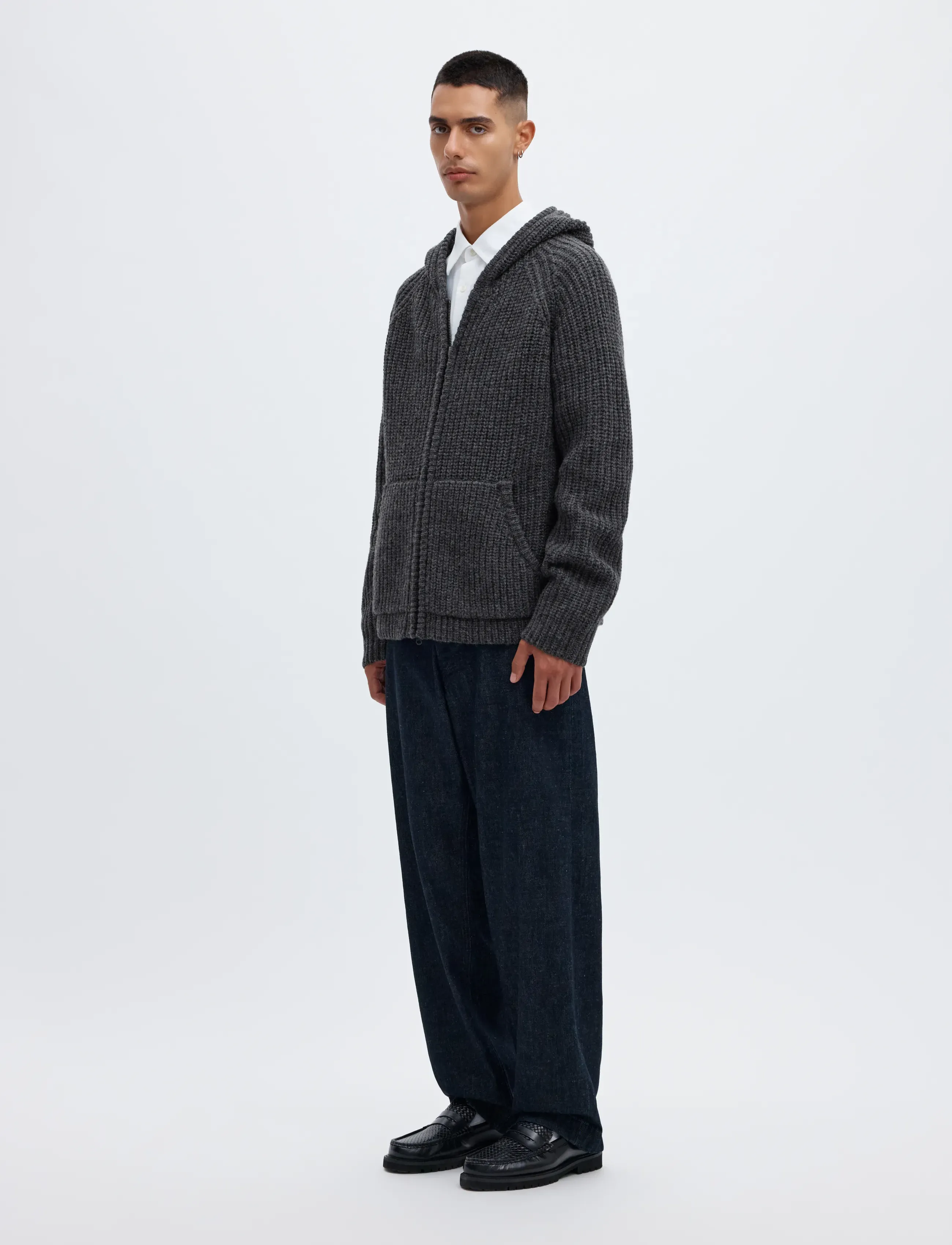 Annarr - ANRFRED LS KNIT WOOL HOODIE - charcoal gray - 5