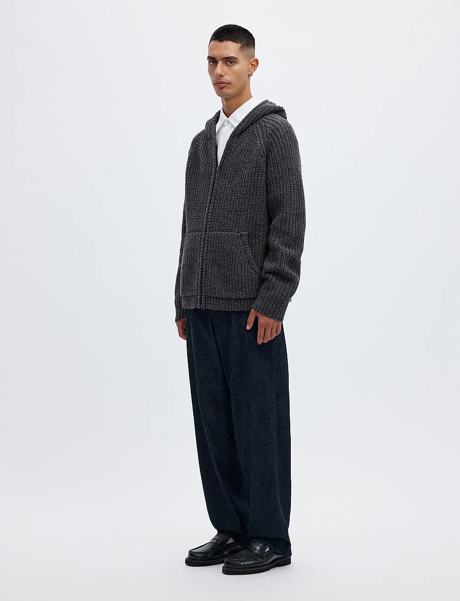 Annarr - ANRFRED LS KNIT WOOL HOODIE - koftor - charcoal gray - 5