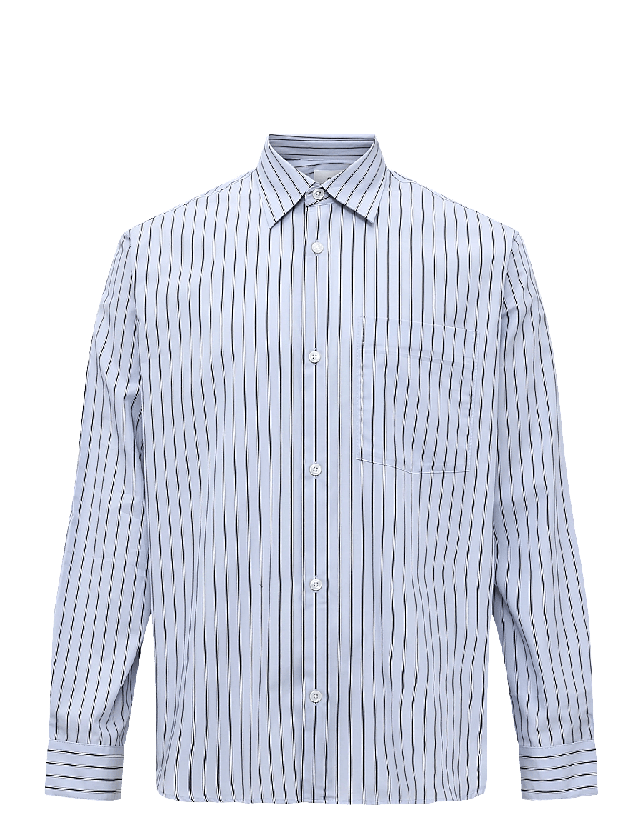 Annarr - ANRASLUND STRIPED POPLIN LS SHIRT - stribede skjorter - light blue - 0