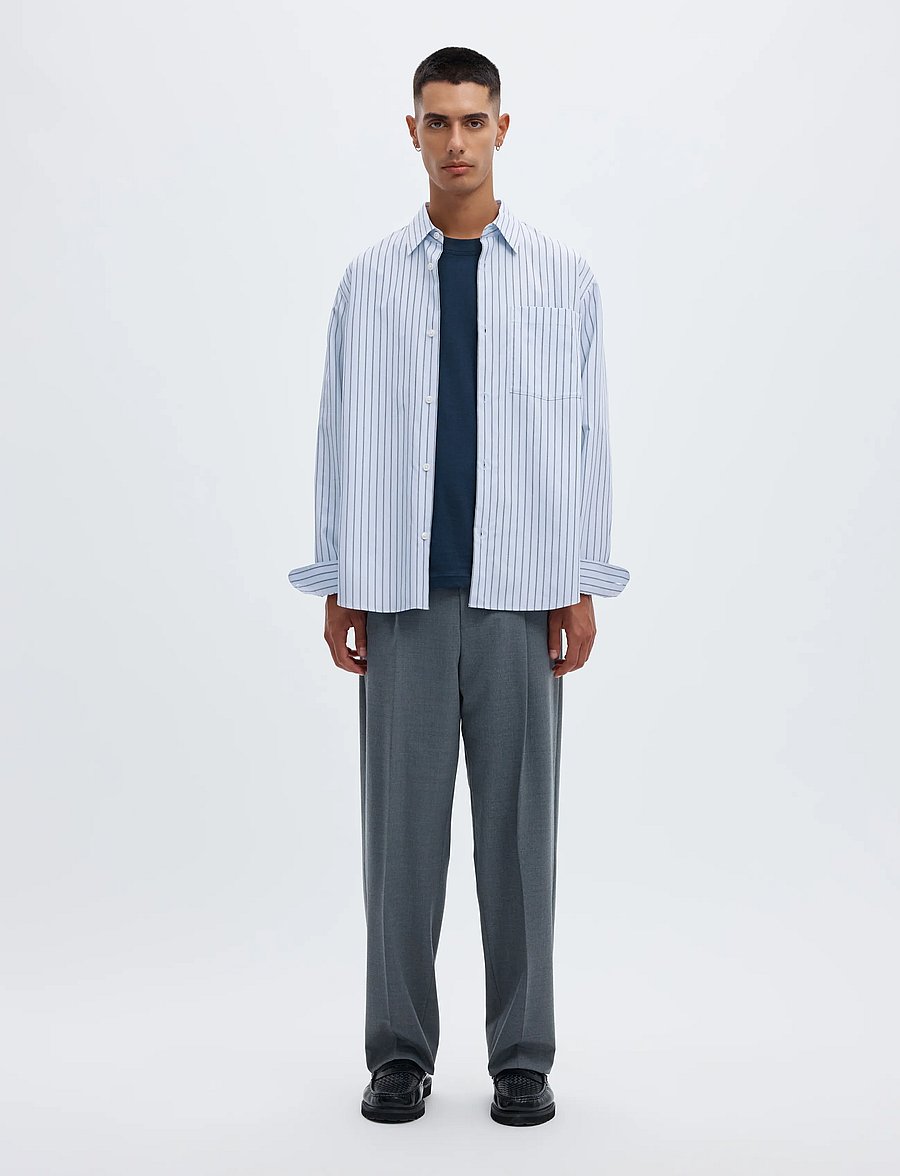 Annarr - ANRASLUND STRIPED POPLIN LS SHIRT - stribede skjorter - light blue - 3