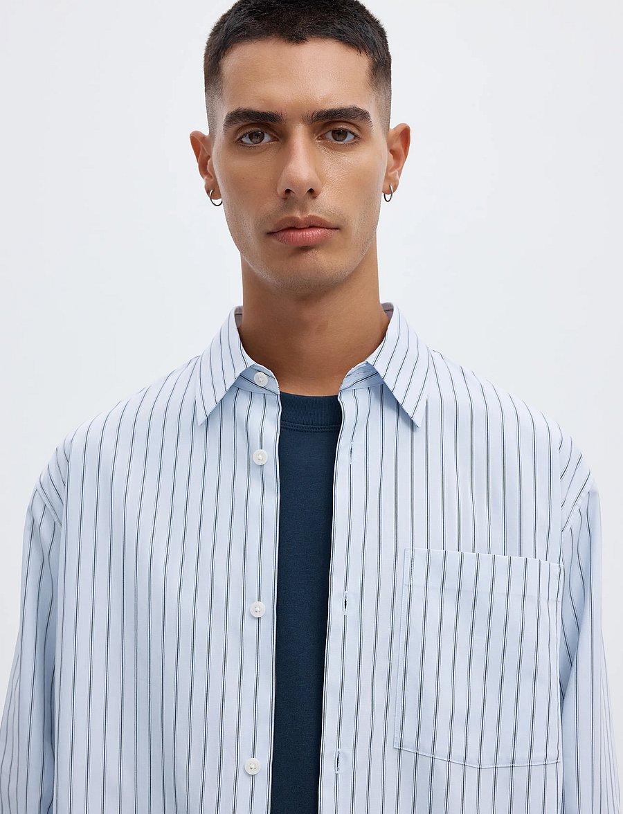 Annarr - ANRASLUND STRIPED POPLIN LS SHIRT - stribede skjorter - light blue - 4