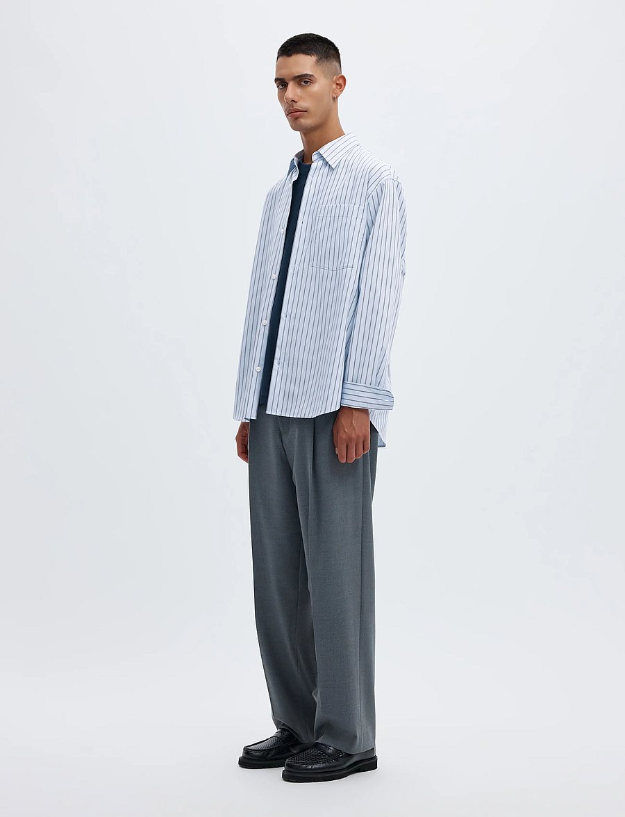 Annarr - ANRASLUND STRIPED POPLIN LS SHIRT - stribede skjorter - light blue - 5