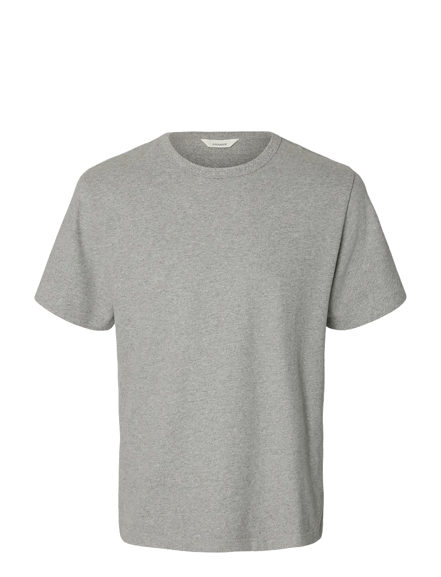 Annarr - ANRED SS O-NECK TEE - kortærmede t-shirts - light grey melange - 1