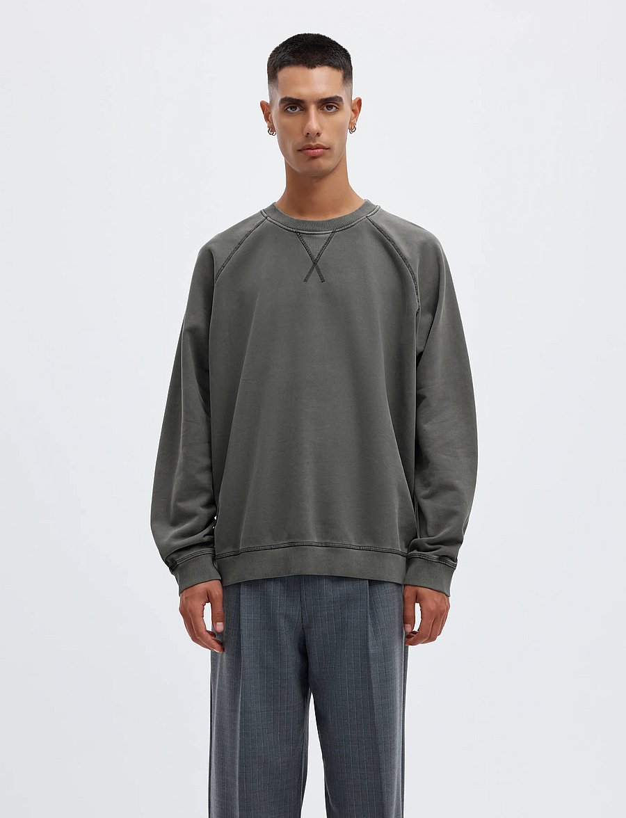 Annarr - ANRHACKETT RAGLAN CREW NECK SWEAT - shoppa efter tillfälle - forged iron - 0