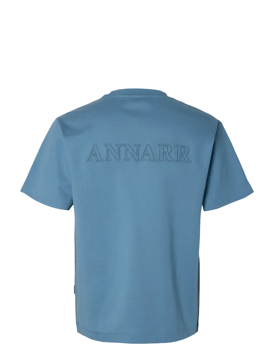 Annarr - ANRISAK LOGO SS O-NECK TEE - short-sleeved t-shirts - spring lake - 1