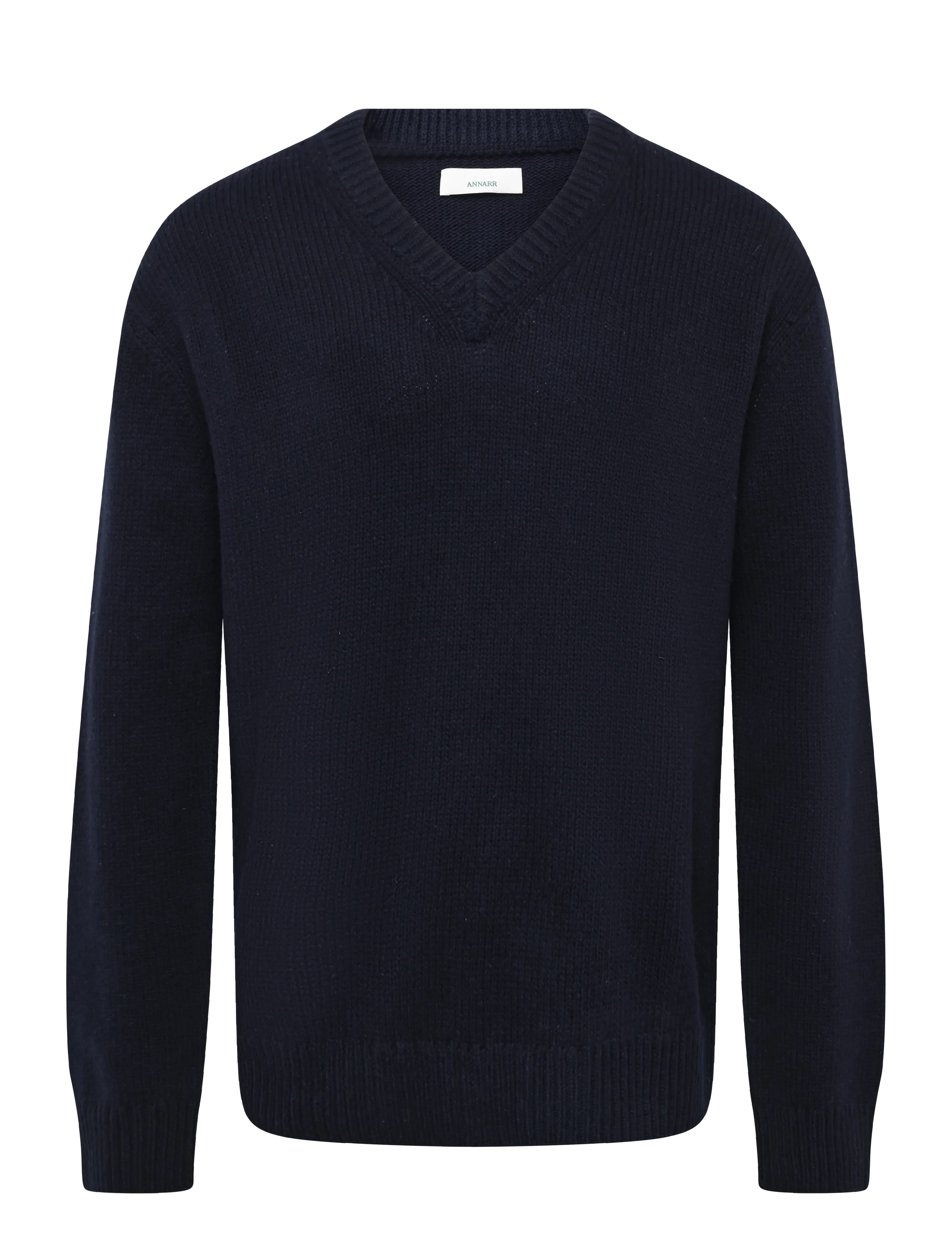 Annarr - ANRED LS KNIT WOOL V-NECK - efterårstøj - dark navy - 1