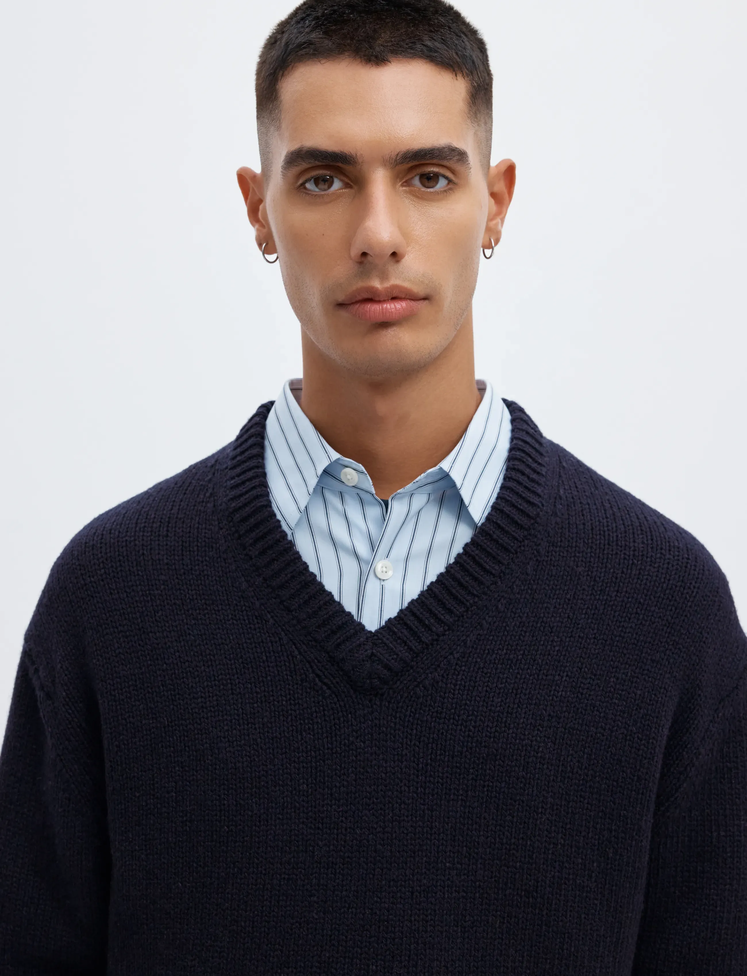 Annarr - ANRED LS KNIT WOOL V-NECK - dark navy - 4