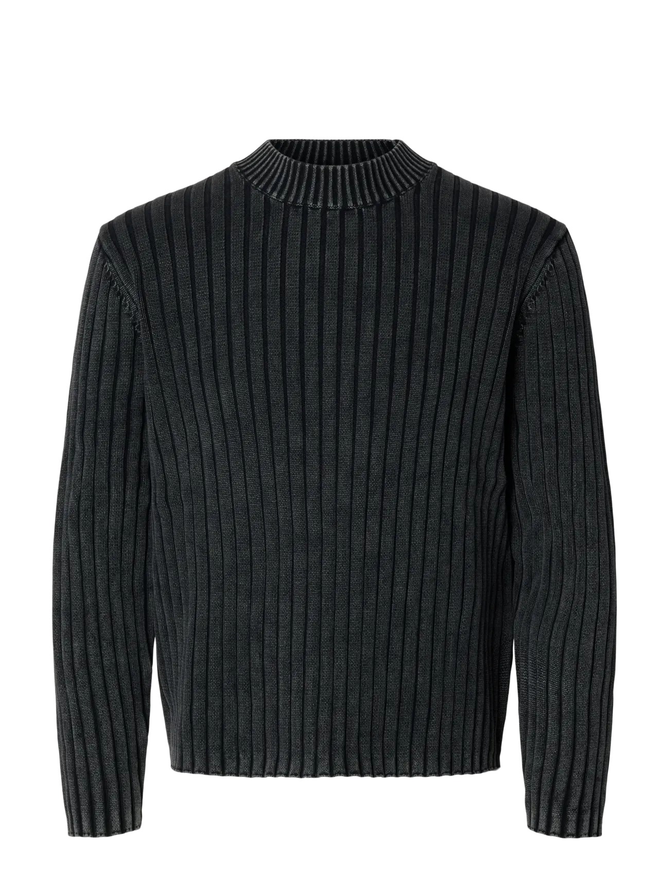 Annarr ANRWELL LS KNIT WASHED CREW NECK - Knitwear - BLACK INK / black