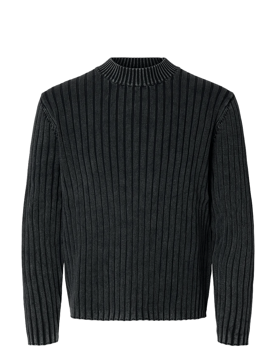 Annarr - ANRWELL LS KNIT WASHED CREW NECK - pyöreäaukkoiset - black ink - 1