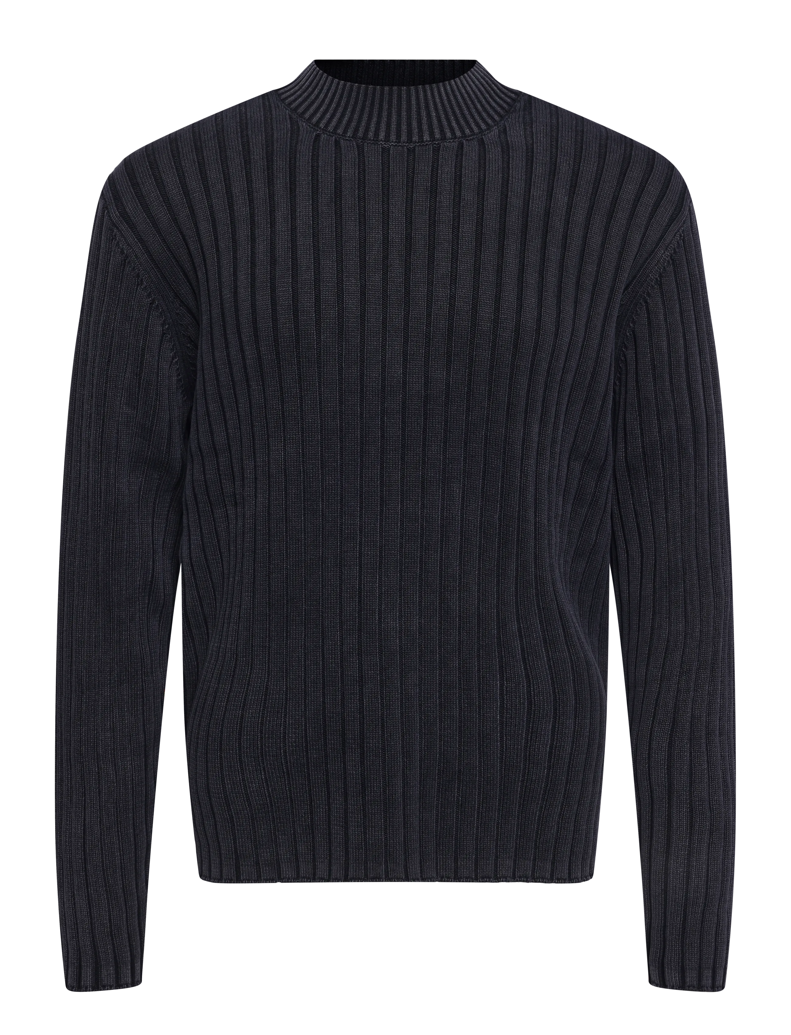 Annarr ANRWELL LS KNIT WASHED CREW NECK - Round Necks - BLACK INK / black