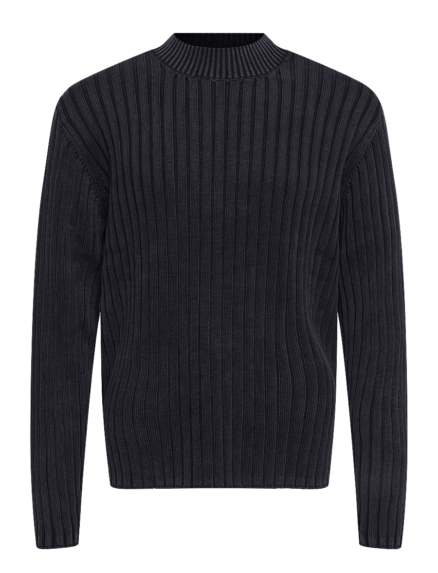 Annarr - ANRWELL LS KNIT WASHED CREW NECK - Ümara kaelusega - black ink - 1