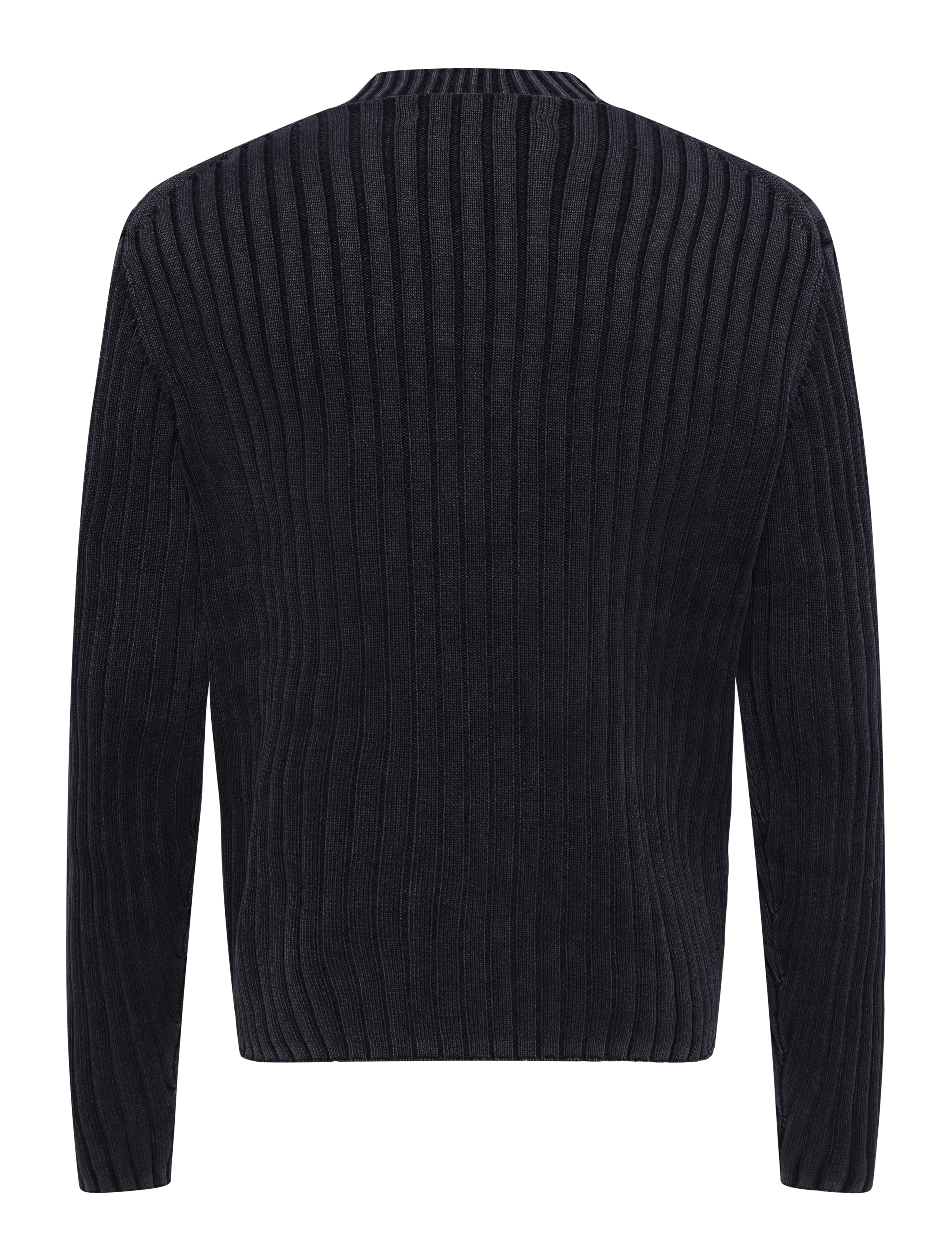 Annarr - ANRWELL LS KNIT WASHED CREW NECK - efterårstøj - black ink - 2