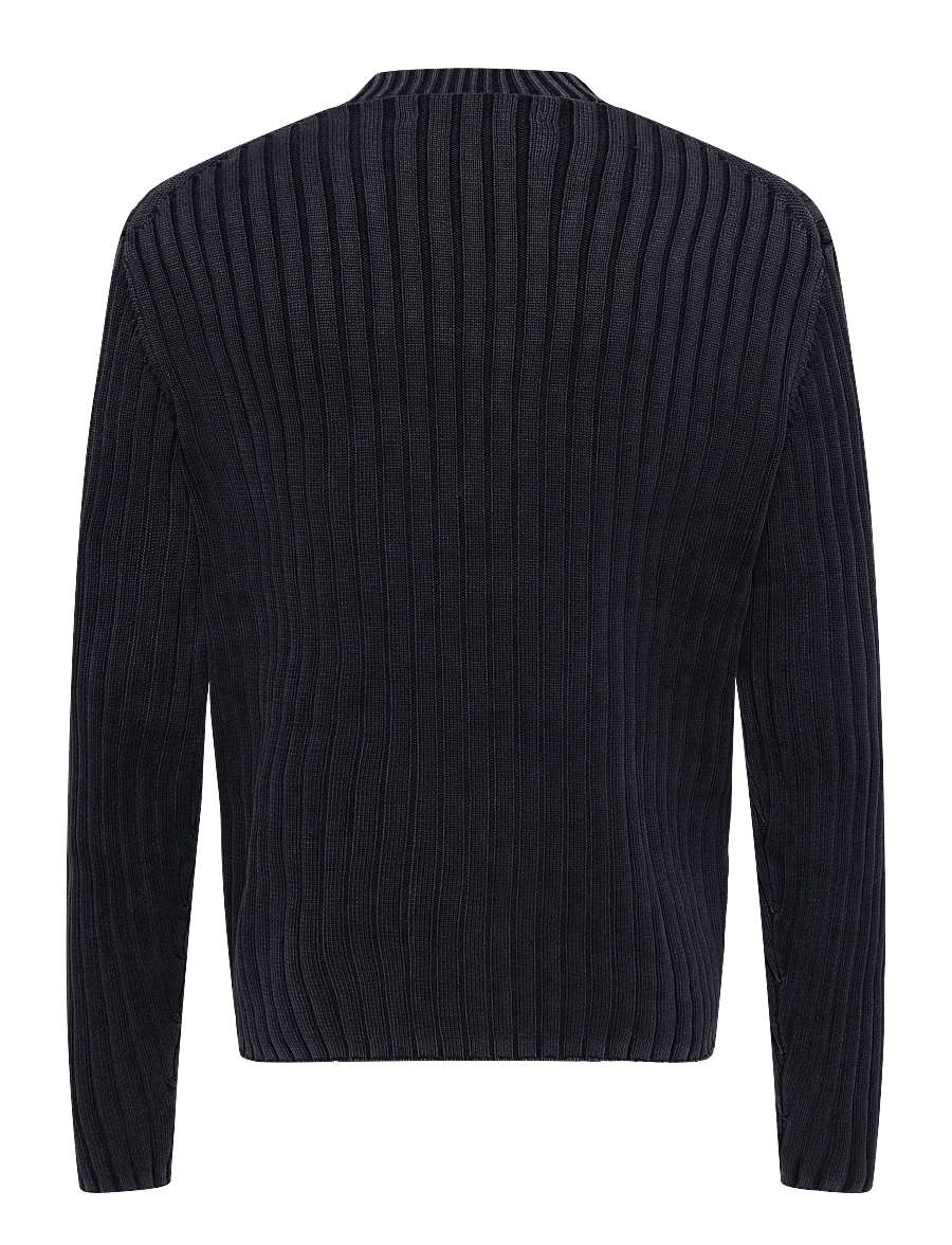 Annarr - ANRWELL LS KNIT WASHED CREW NECK - Ümara kaelusega - black ink - 2