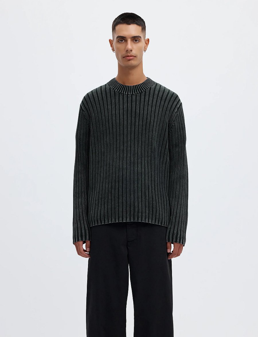 Annarr - ANRWELL LS KNIT WASHED CREW NECK - pyöreäaukkoiset - black ink - 0