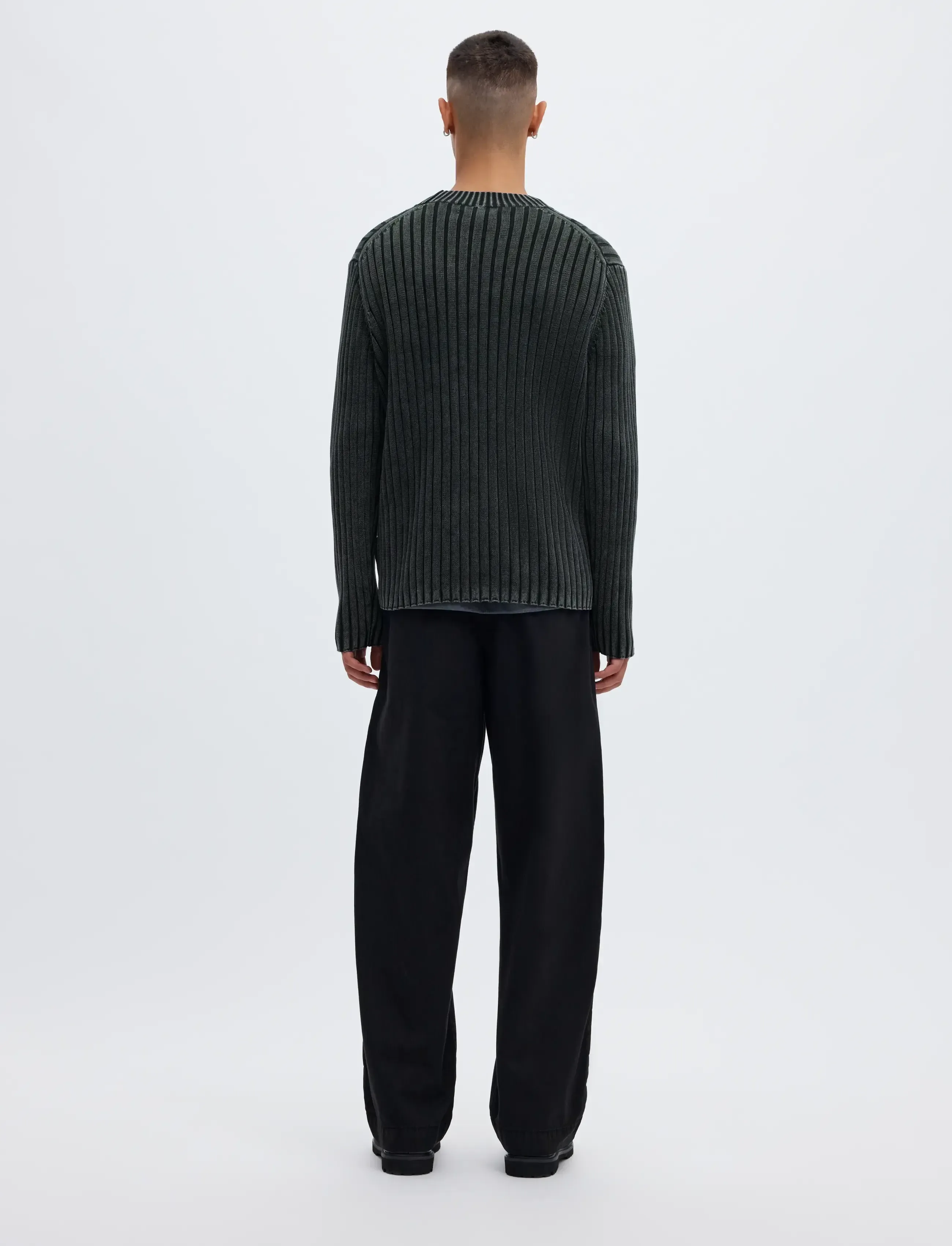 Annarr - ANRWELL LS KNIT WASHED CREW NECK - black ink - 2