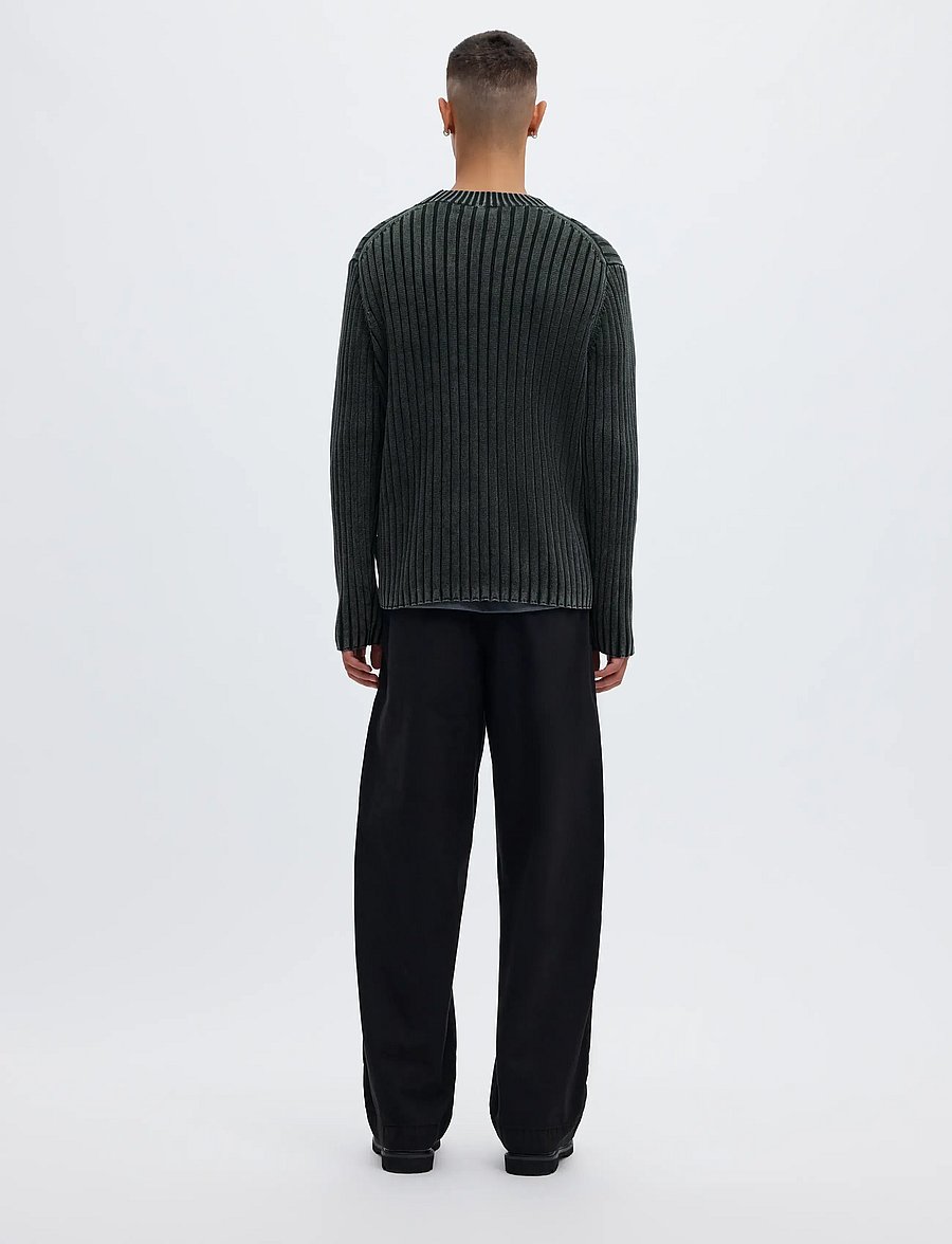 Annarr - ANRWELL LS KNIT WASHED CREW NECK - pyöreäaukkoiset - black ink - 2