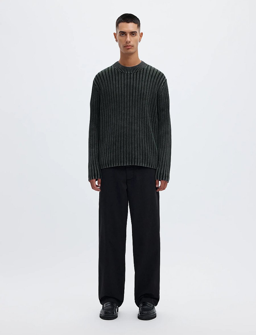 Annarr - ANRWELL LS KNIT WASHED CREW NECK - pyöreäaukkoiset - black ink - 3