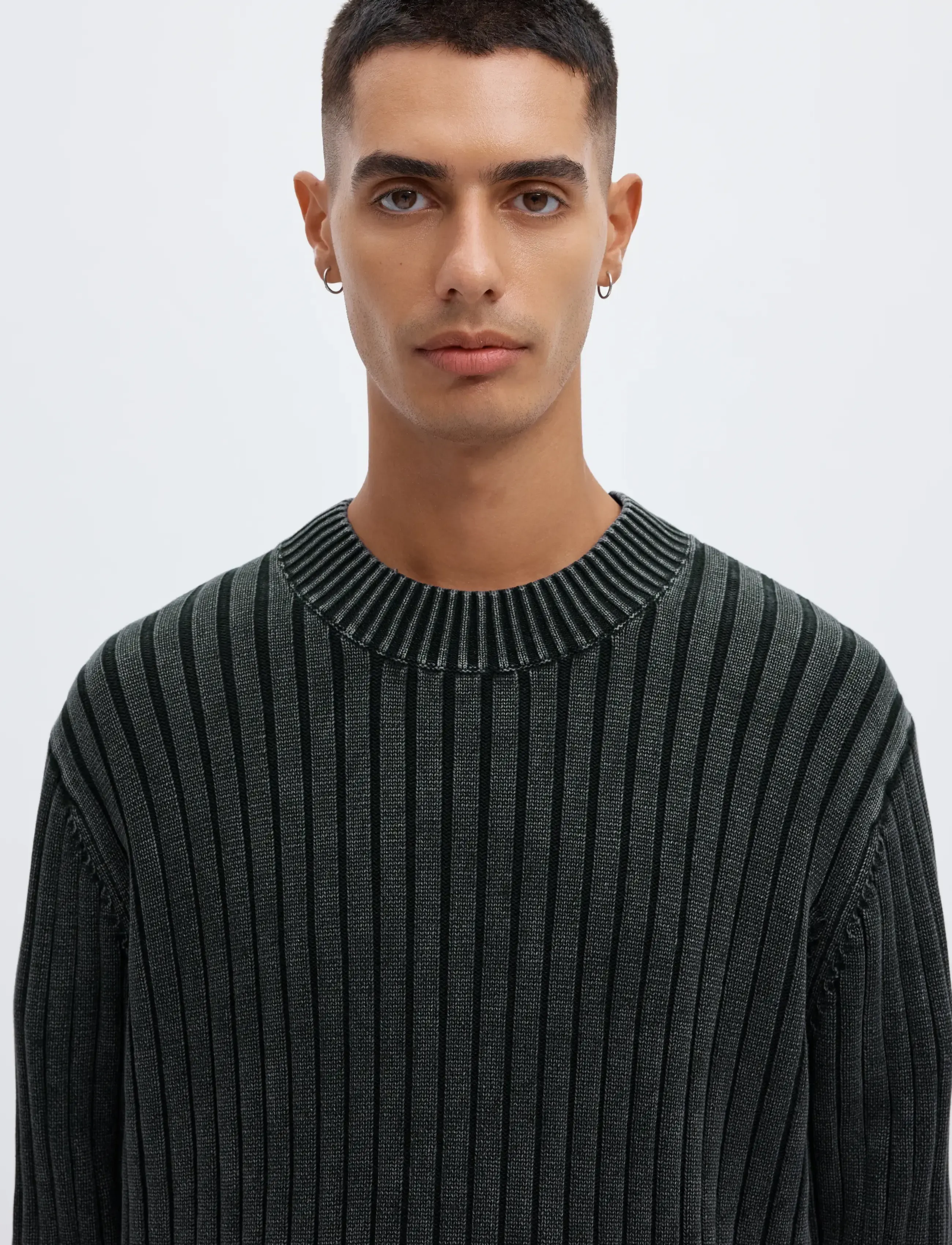 Annarr - ANRWELL LS KNIT WASHED CREW NECK - black ink - 4