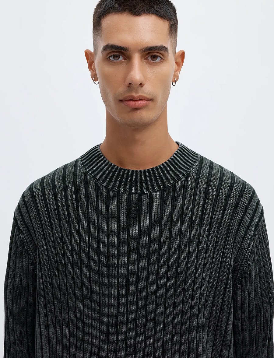 Annarr - ANRWELL LS KNIT WASHED CREW NECK - pyöreäaukkoiset - black ink - 4