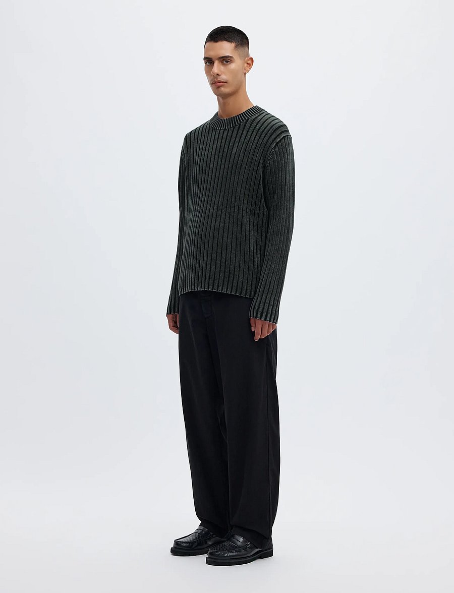 Annarr - ANRWELL LS KNIT WASHED CREW NECK - pyöreäaukkoiset - black ink - 5
