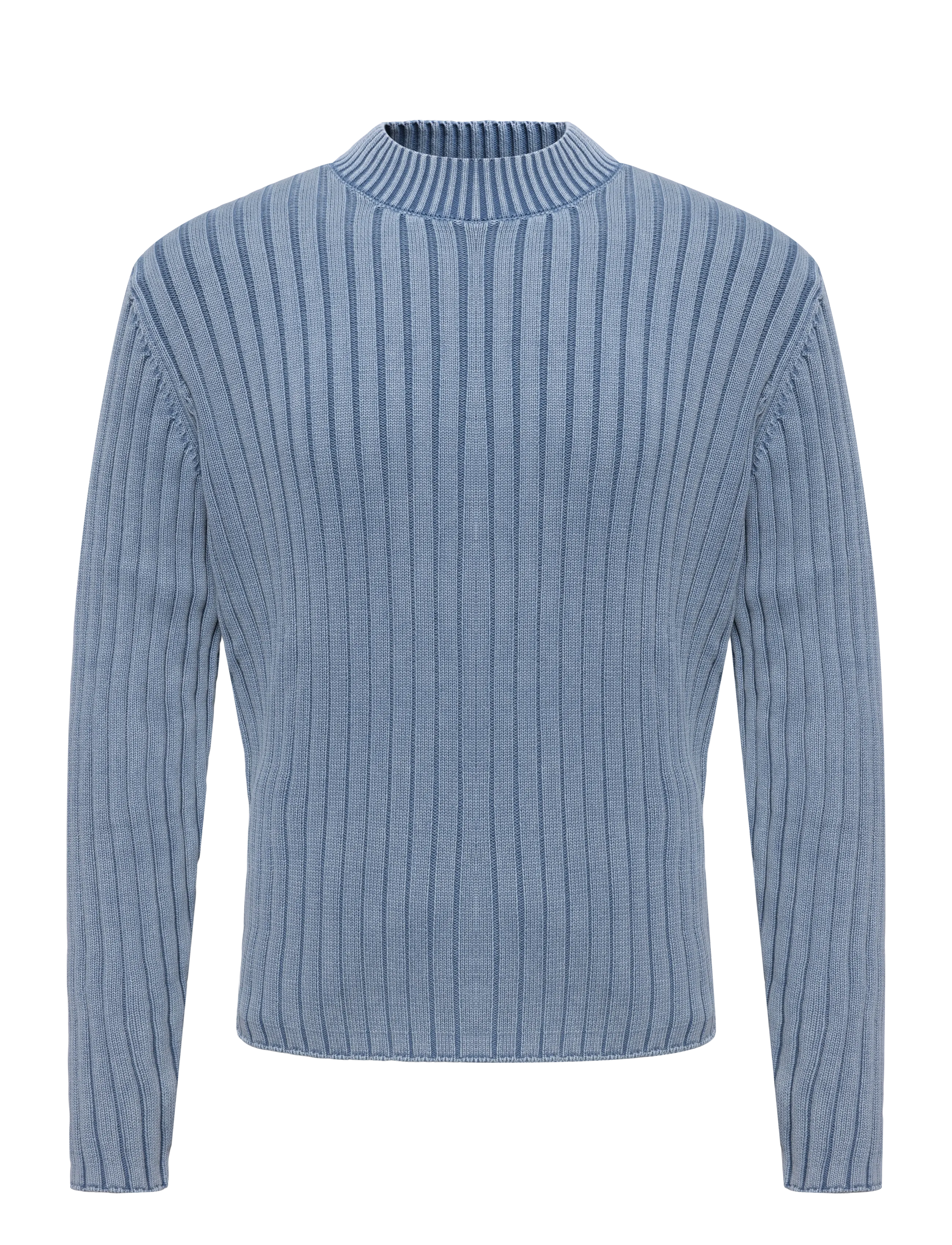 Annarr ANRWELL LS KNIT WASHED CREW NECK - Round Necks - LIGHT BLUE / blue