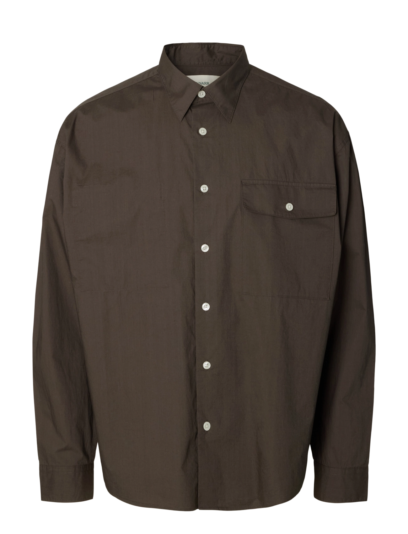 Annarr ANRFRANCES POPLIN LS SHIRT - Säsongens färger - BLACK OLIVE / brown