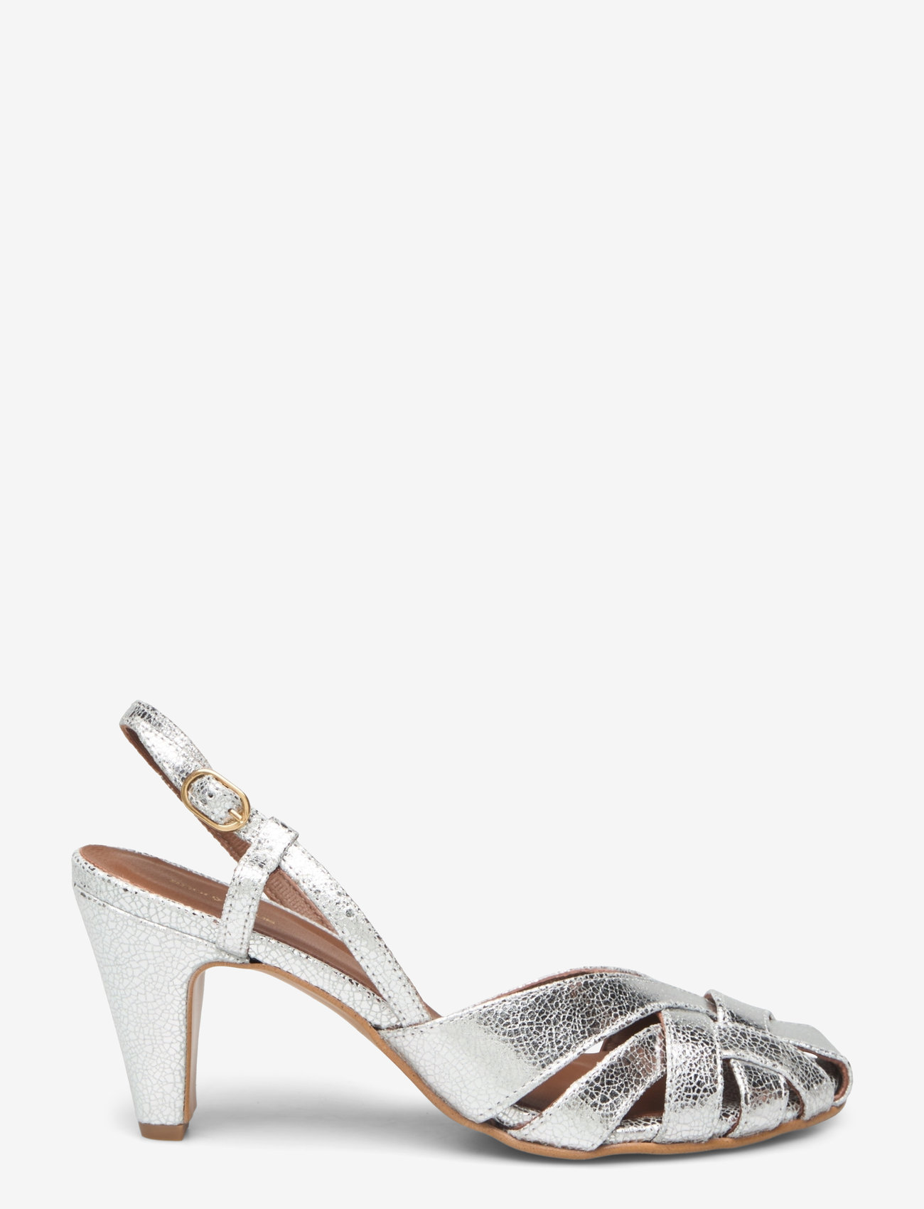Anonymous Copenhagen - Banie 75 - slingbacks med hæle - crackled metallic goat silver - 2