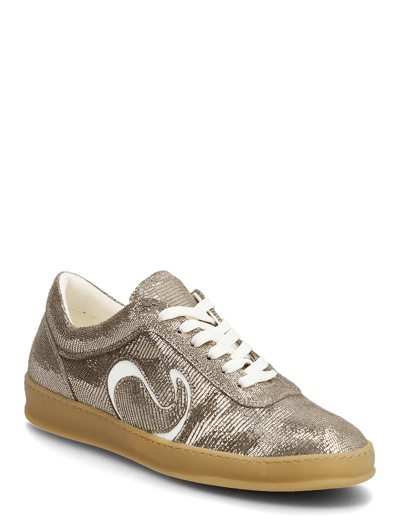 Anonymous Copenhagen - Blaire - niedrige sneakers - lizard metallic goat & polished soft calf vintage champagne & white sand - 0