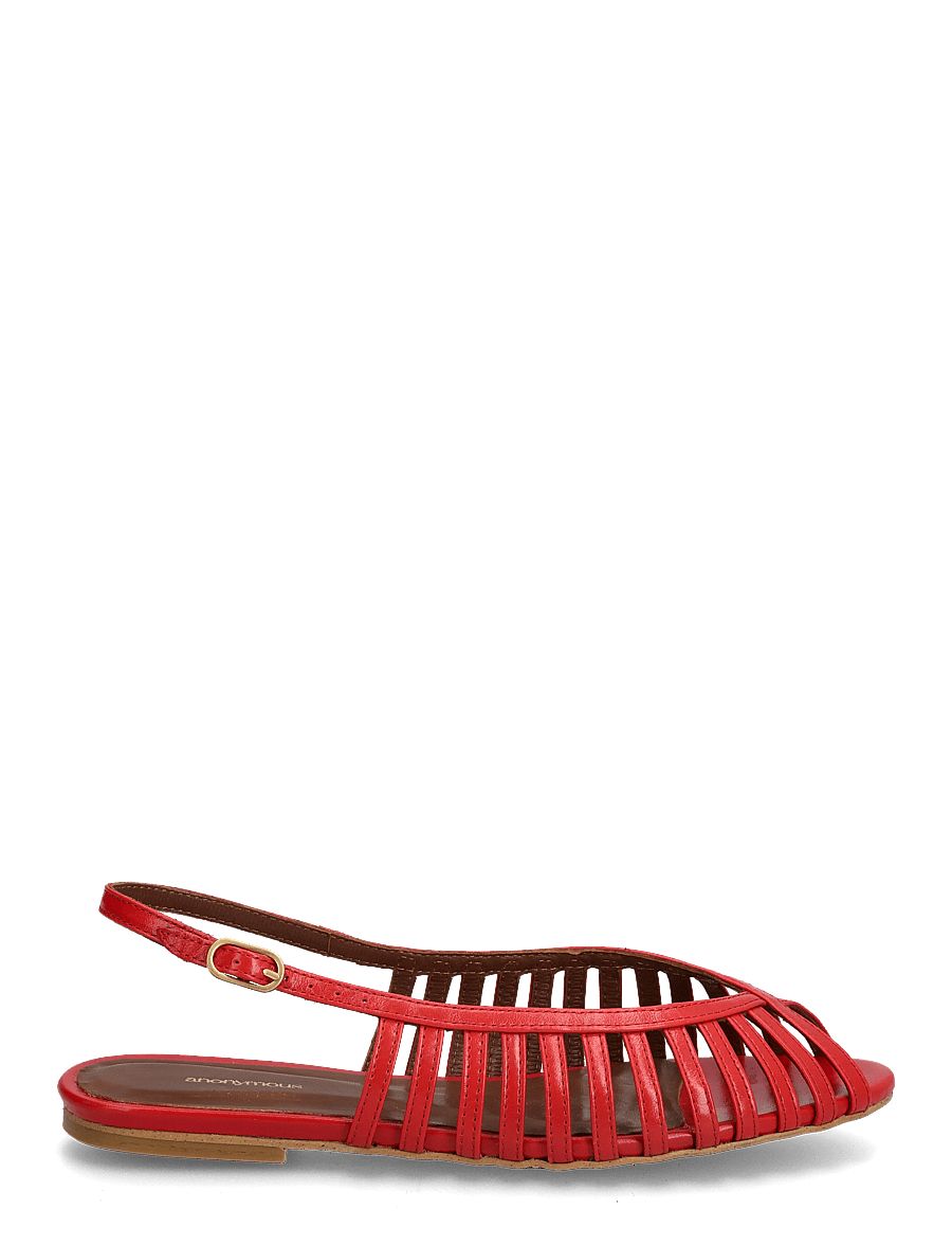 Anonymous Copenhagen - Carminho 10 - platta sandaler - crinkled polished goat ruby red - 1