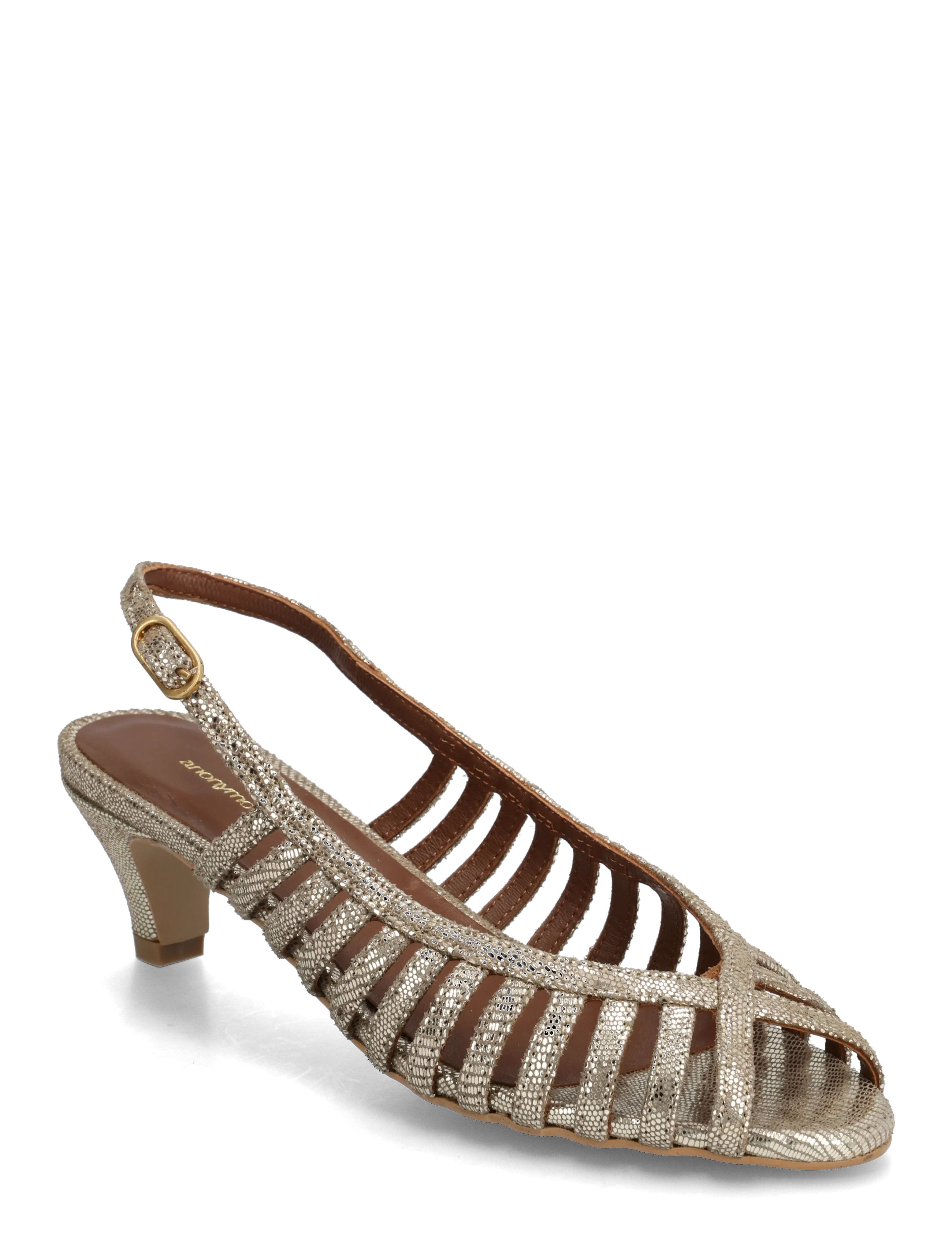 Anonymous Copenhagen Carminho 40 stiletto - Anonymous Copenhagen - LIZARD METALLIC GOAT VINTAGE CHAMPAGNE / silver