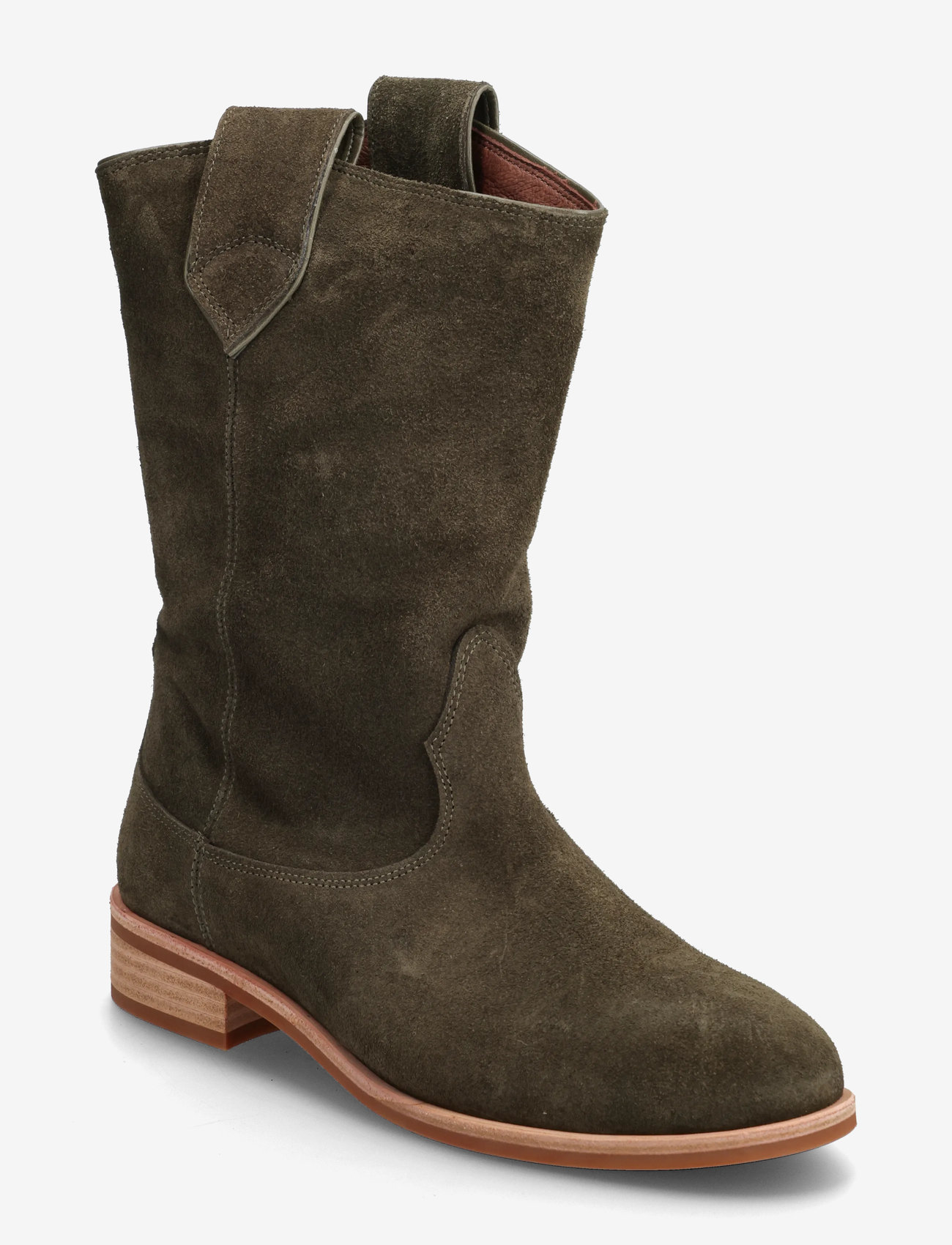 Anonymous Copenhagen - Claudia - flade ankelstøvler - calf suede moss green - 0