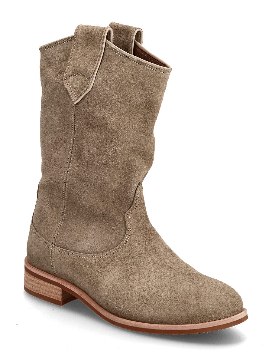 Anonymous Copenhagen - Claudia - platte enkellaarsjes - calf suede mushroom - 0