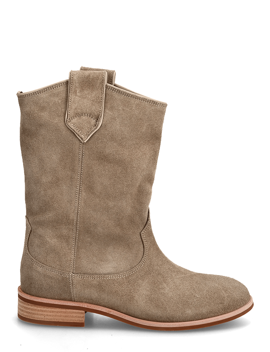 Anonymous Copenhagen - Claudia - platte enkellaarsjes - calf suede mushroom - 1