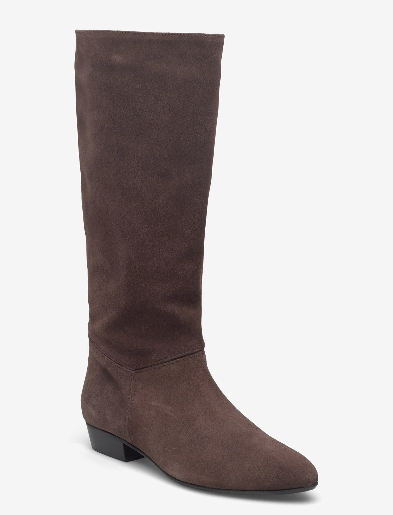 Anonymous Copenhagen - Jasmina 20 - knähöga stövlar - calf suede & sleek leather coffee brown & dark taupe - 0