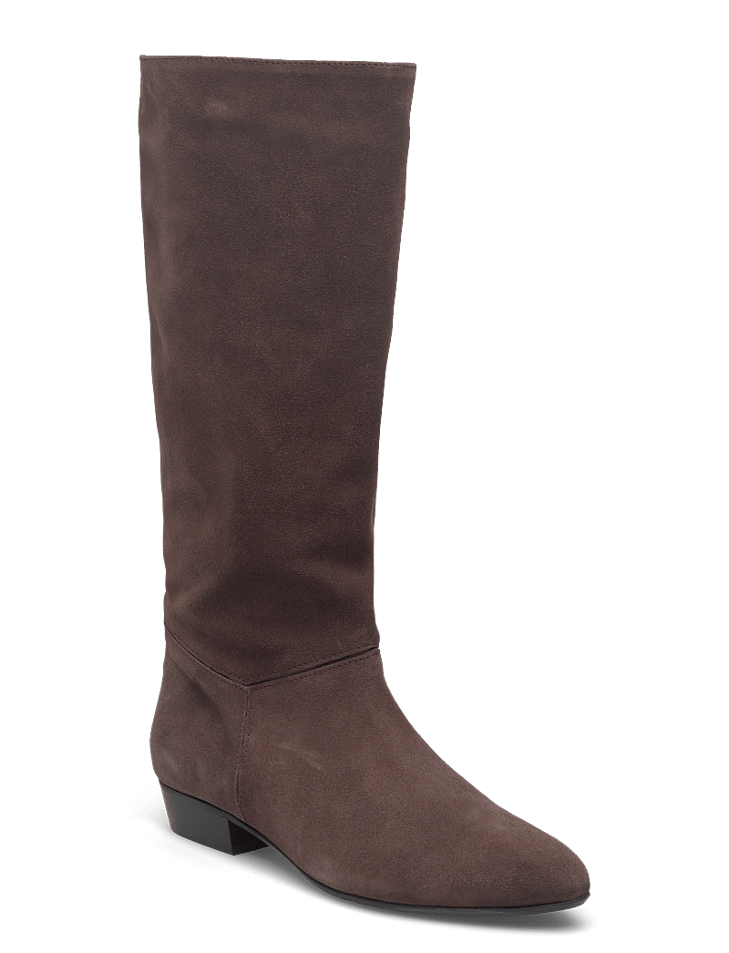 Anonymous Copenhagen - Jasmina 20 - knähöga stövlar - calf suede & sleek leather coffee brown & dark taupe - 0