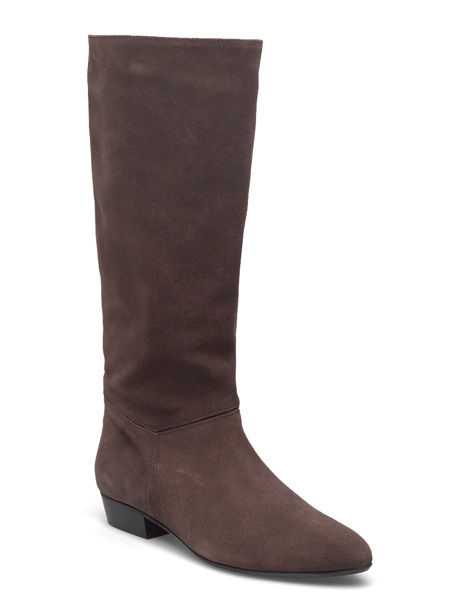 Anonymous Copenhagen - Jasmina 20 - langskaftede støvler - calf suede & sleek leather coffee brown & dark taupe - 0