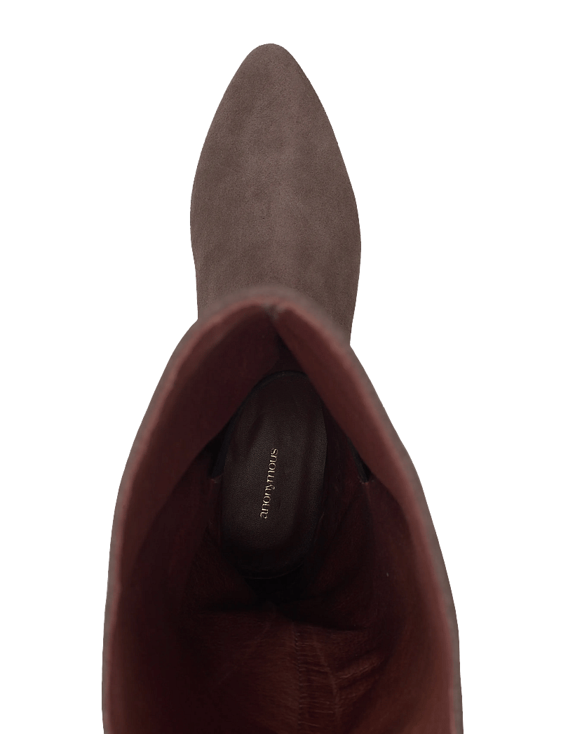 Anonymous Copenhagen - Jasmina 20 - knähöga stövlar - calf suede & sleek leather coffee brown & dark taupe - 3