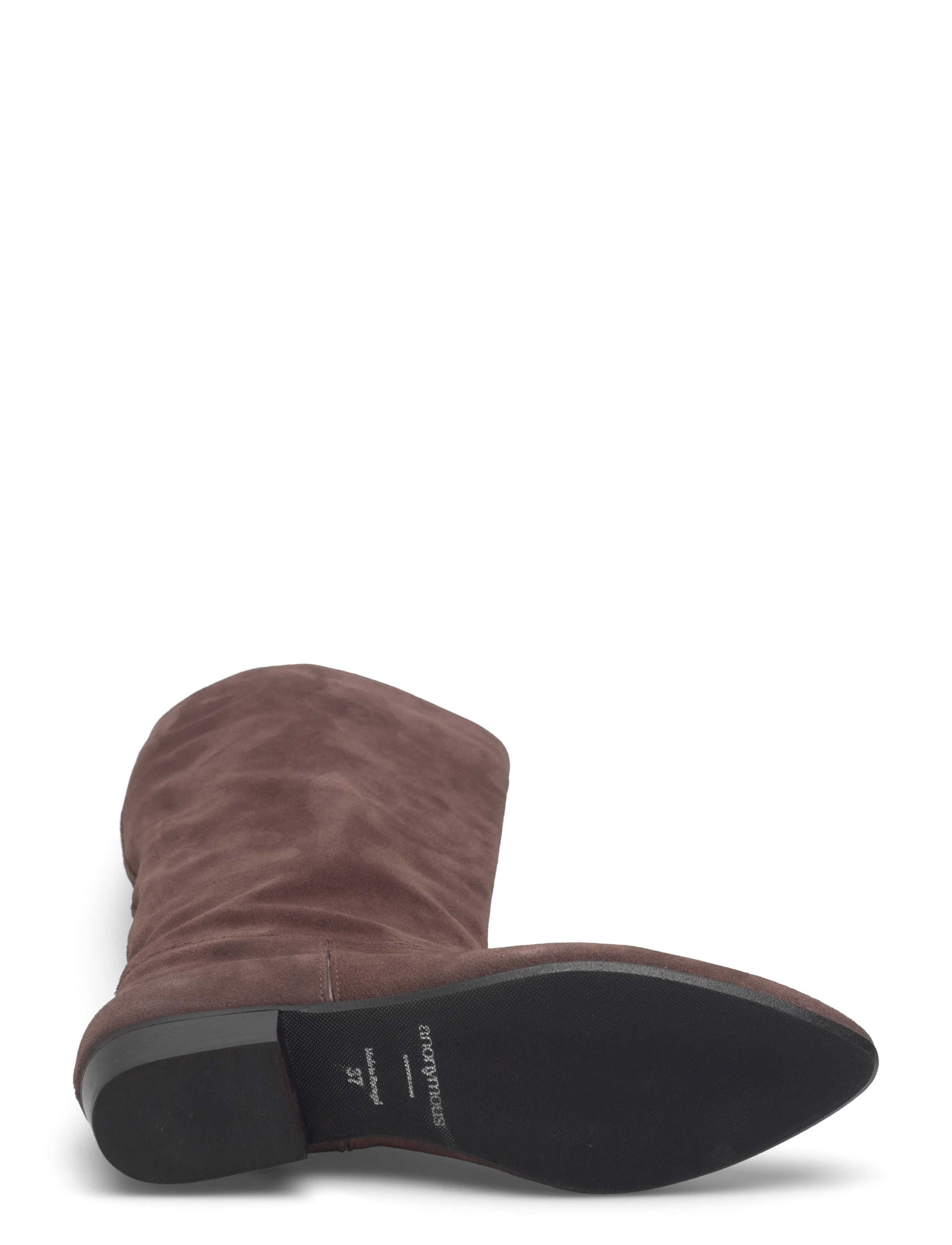Anonymous Copenhagen - Jasmina 20 - langskaftede støvler - calf suede & sleek leather coffee brown & dark taupe - 4