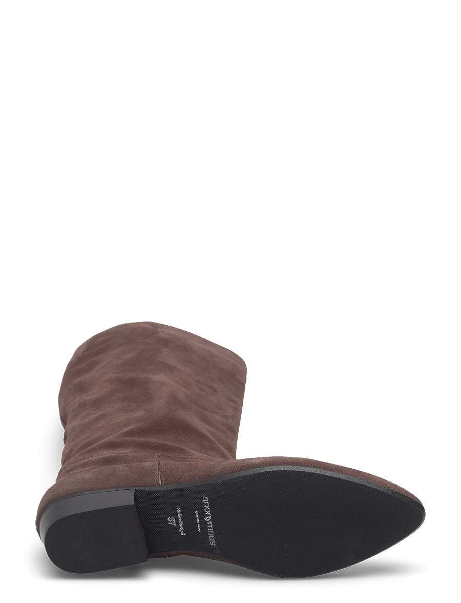 Anonymous Copenhagen - Jasmina 20 - langskaftede støvler - calf suede & sleek leather coffee brown & dark taupe - 4