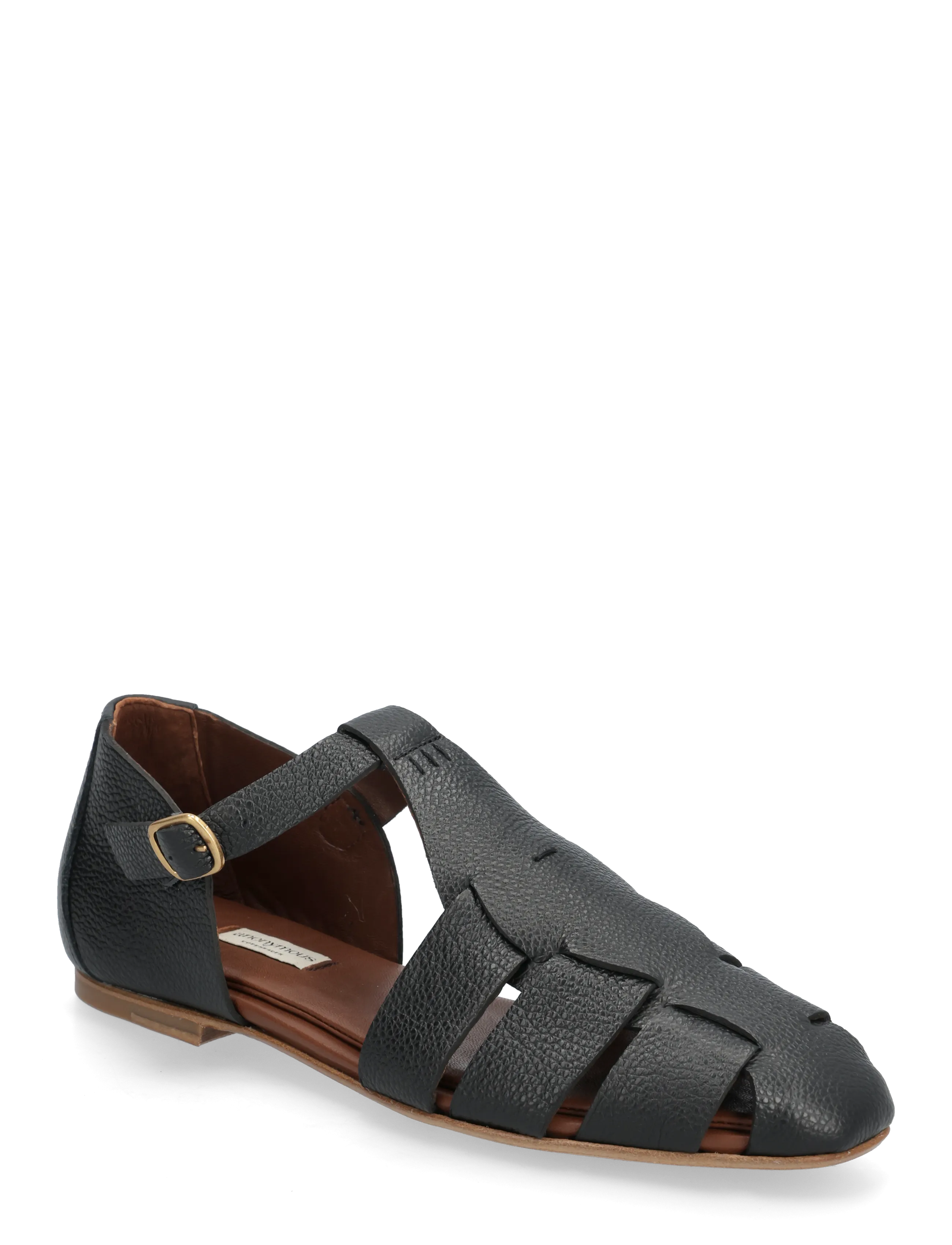 Anonymous Copenhagen Lain flats - Sandalen - PEBBLED SOFT CALF BLACK / black