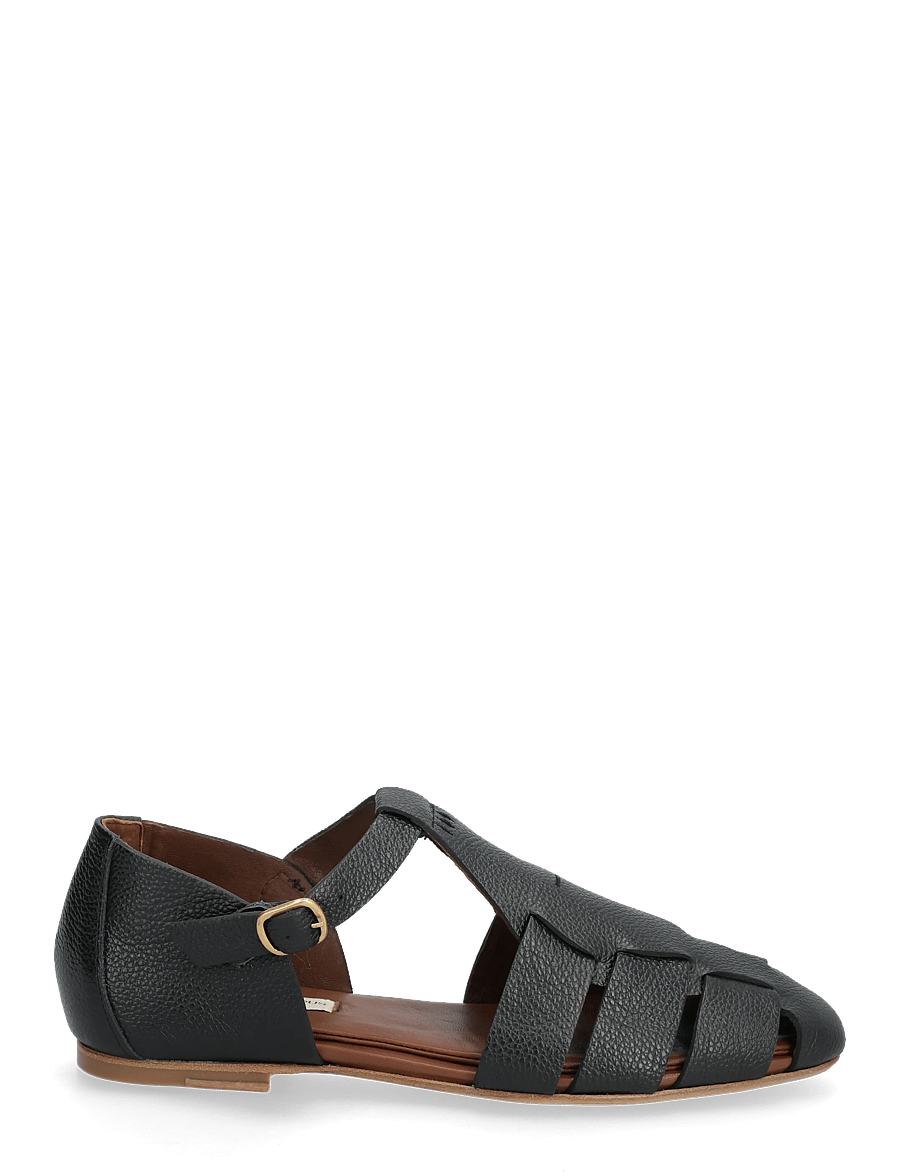 Anonymous Copenhagen - Lain flats - gladiatorsandaler - pebbled soft calf black - 1