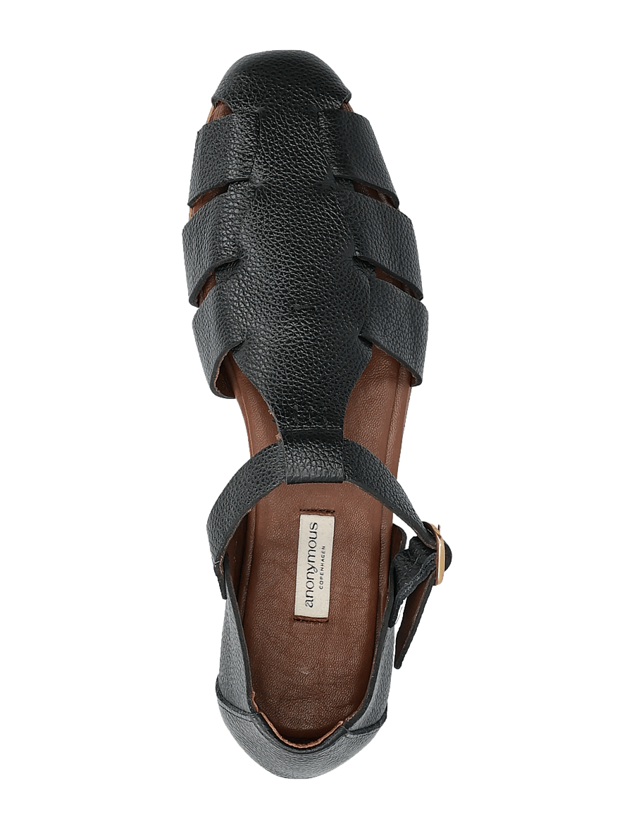 Anonymous Copenhagen - Lain flats - gladiatorsandaler - pebbled soft calf black - 3