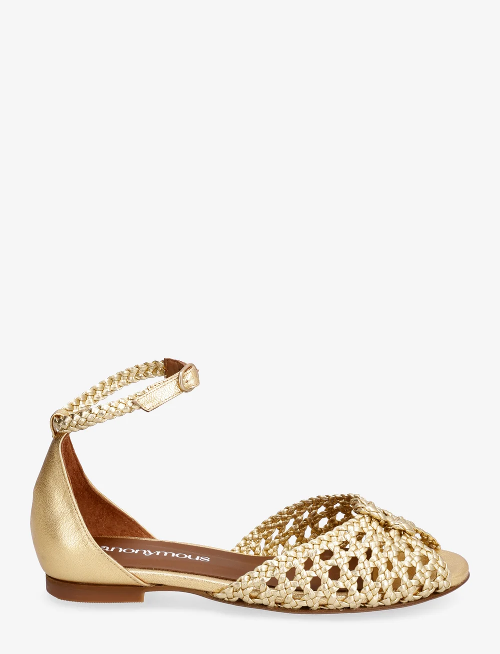 Anonymous Copenhagen - Lucy 10 - flade sandaler - braided leather gold - 1